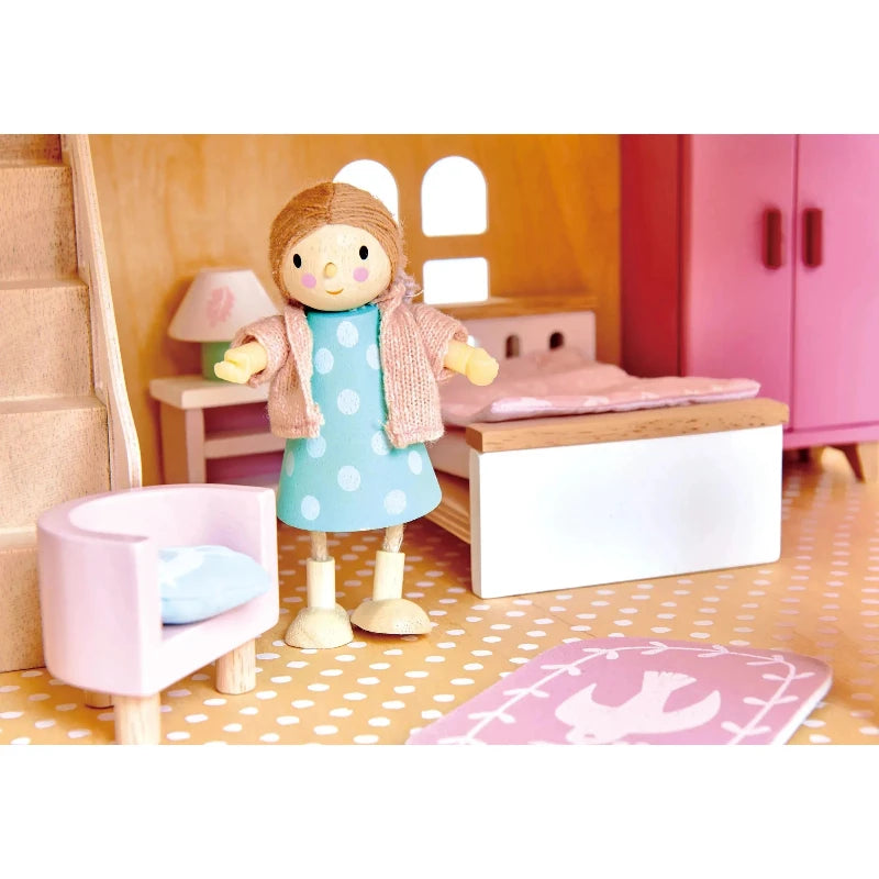Miniature Dovetail Dollhouse Bedroom Furniture Set - Realistic Wooden Dollhouse Accessories for Collectors & Kids - Perfect for Dollhouse Decor & Play Scenes
