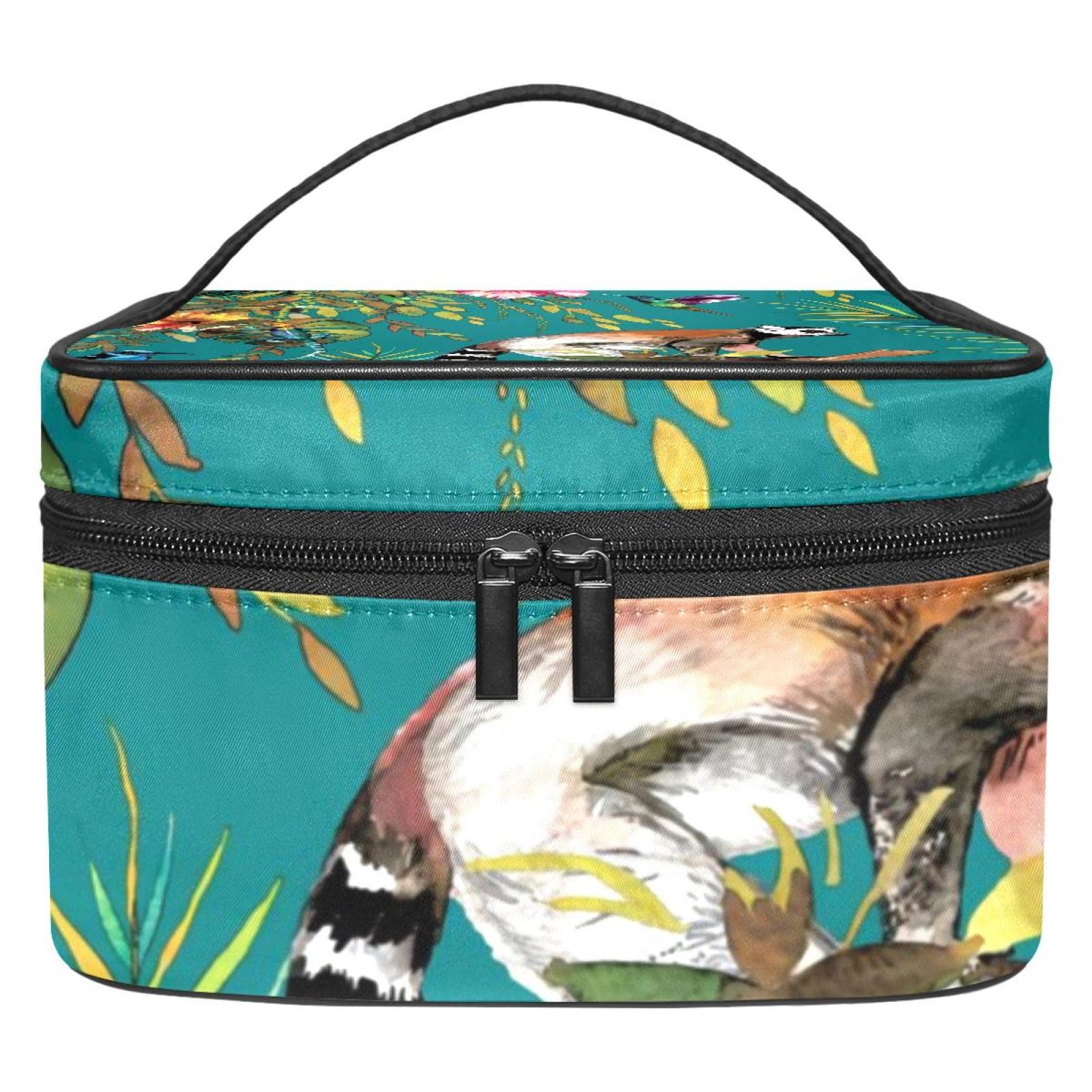 LORVIES Cute Lemur Print Cosmetic Bag - Waterproof Canvas Travel Toiletry Organizer with Top Handle for Women | Perfect for Makeup, Travel Essentials & Daily Storage