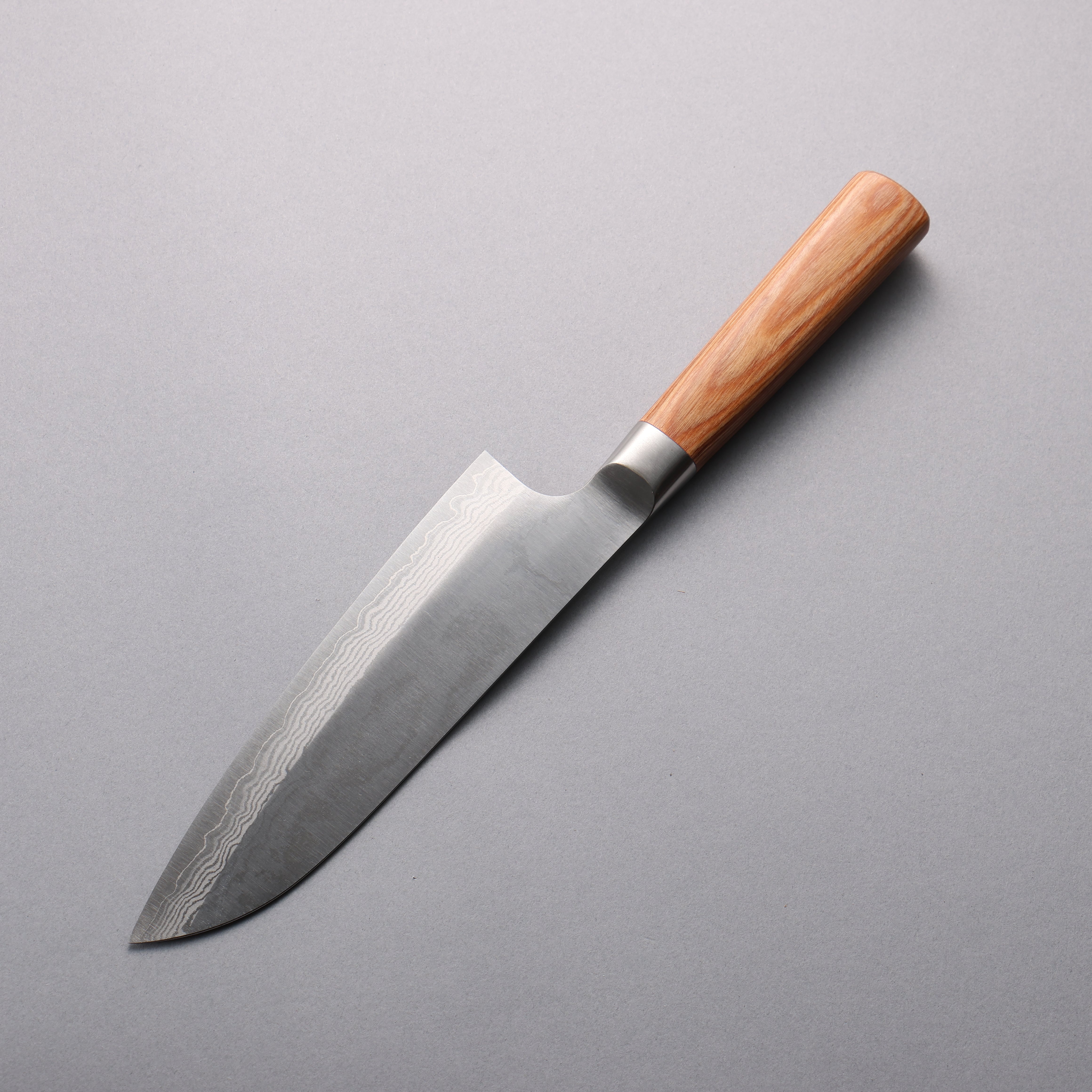 Premium Kamo Hamono VG10 Damascus Santoku Knife 165mm - Japanese Chef Knife with Brown Pakkawood Handle - Perfect for Slicing, Dicing & Chopping Vegetables, Meat & Fish