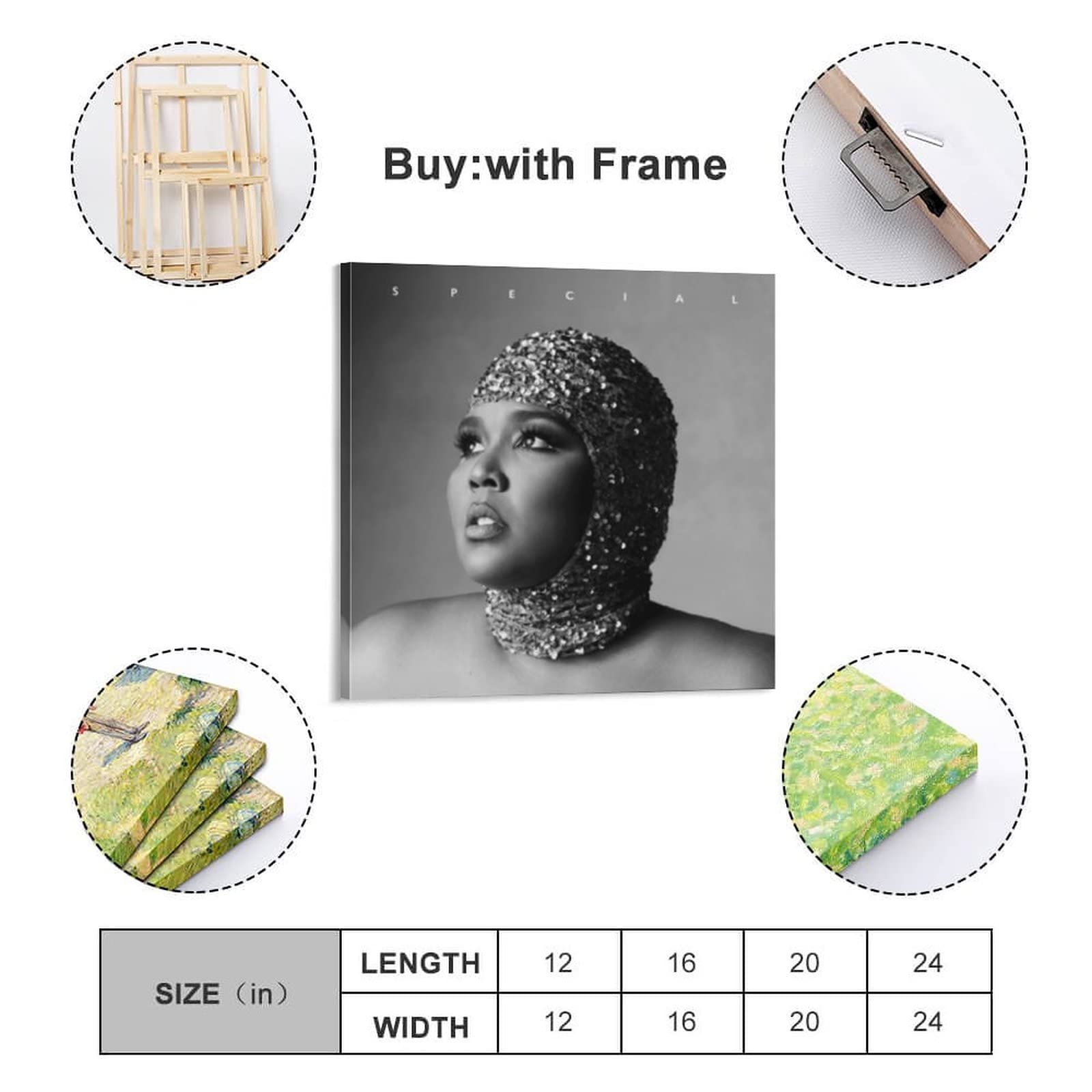 Lizzo 'About Damn Time' Canvas Poster - 24x24 Inch (60x60cm) Wall Art for Bedroom, Office & Sports Fans - Perfect Gift with Frame-Style Decor for Music Lovers & Home Aesthetics