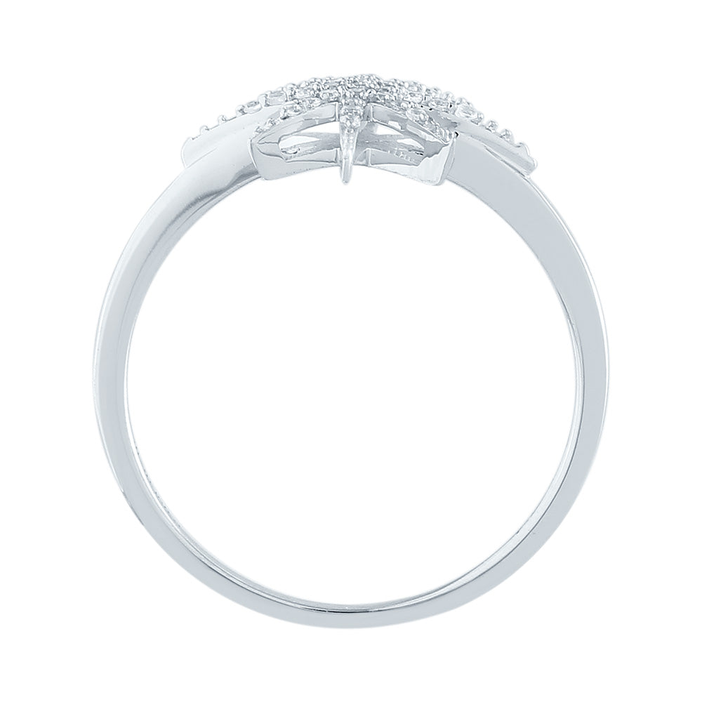 9ct White Gold Diamond Starburst Ring for Women - Elegant Wedding, Engagement & Anniversary Jewelry Gift