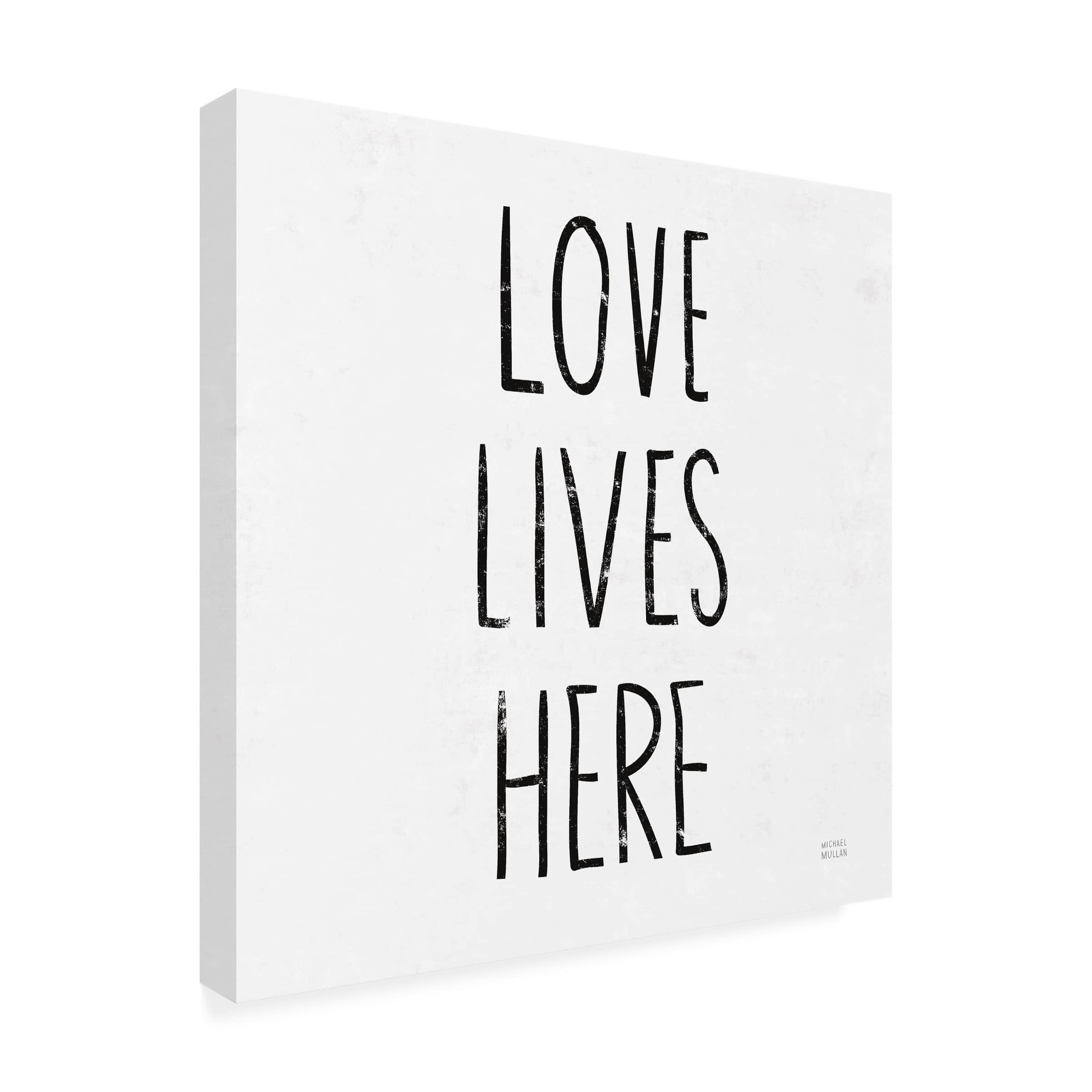 Trademark Fine Art 'Love Lives Here' Canvas Wall Art by Michael Mullan - Perfect for Living Room, Bedroom & Home Decor