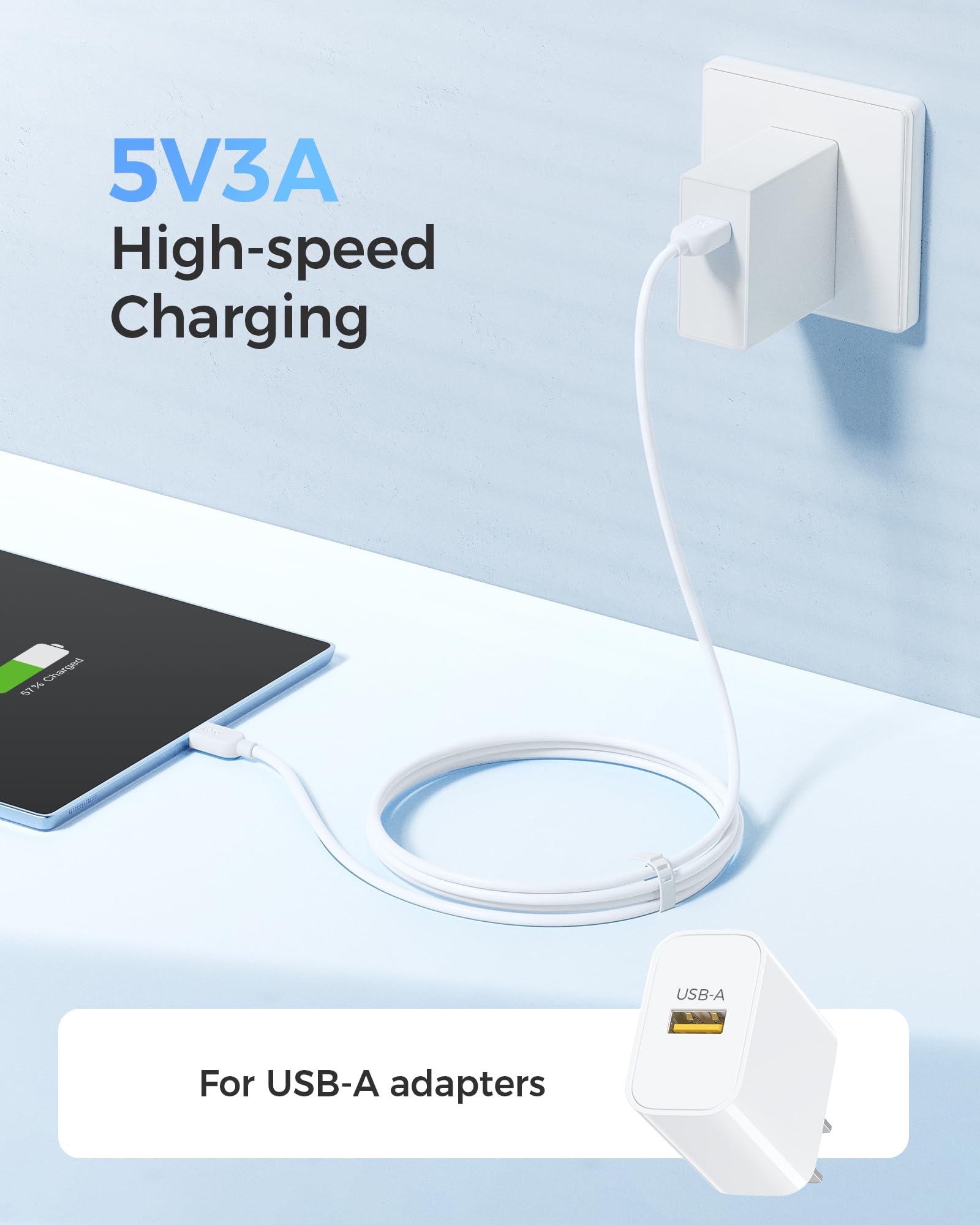 Cable Matters 3-Pack Ultra Flexible USB A to USB C Cable 6ft (White) - Fast Charging & Data Sync for iPhone 16/15 Pro Max, Galaxy S23 - Compatible with Apple CarPlay & Android Auto - Perfect for Car Charging, Home & Office Use