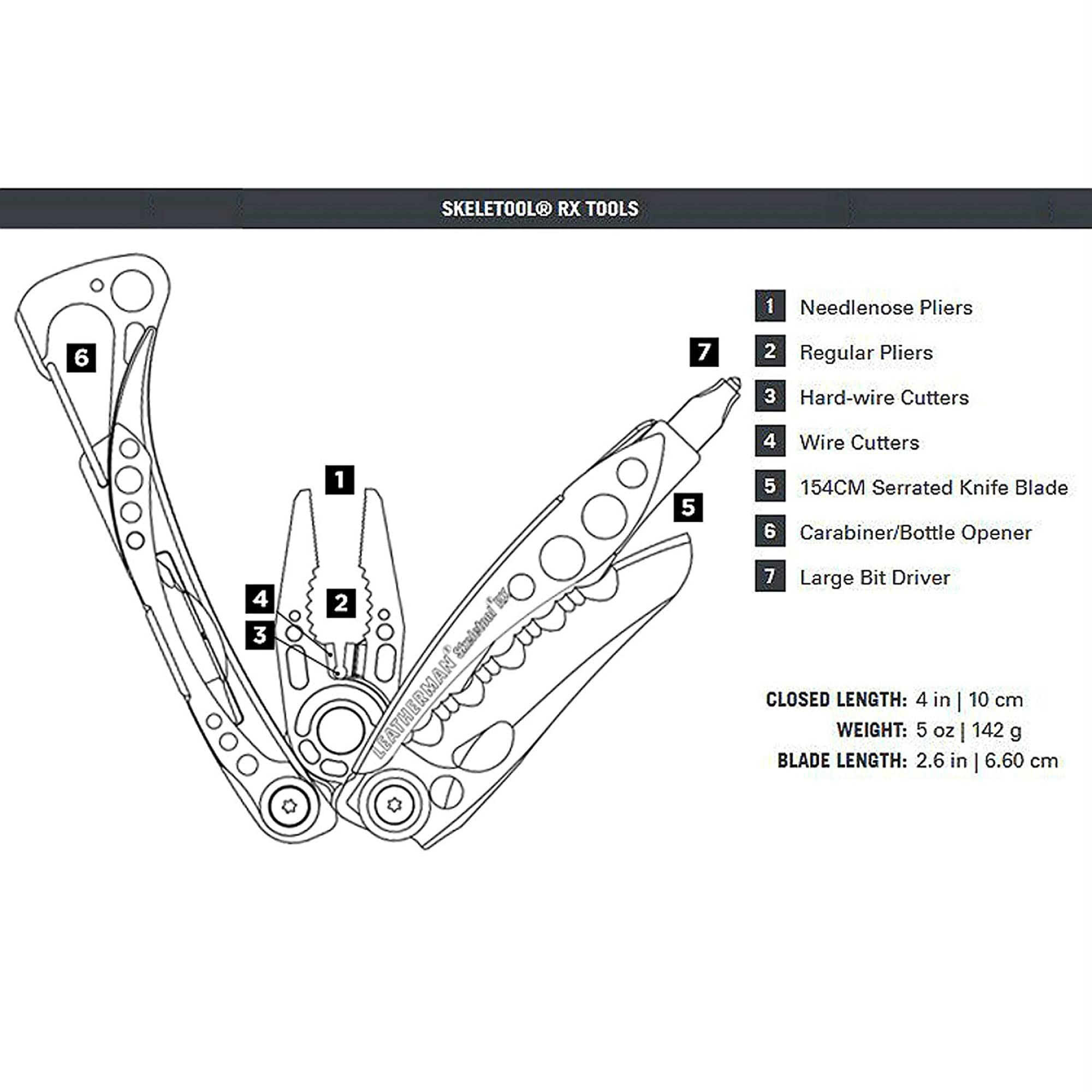 **LEATHERMAN Skeletool RX Multitool with Serrated Knife & Glass Breaker - Compact & Lightweight for Outdoor, Camping, Hiking & Emergency Use (Red)**