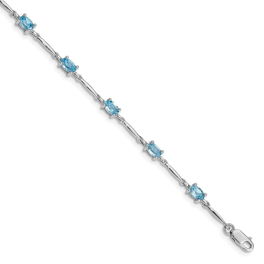 Roy Rose Jewelry Sterling Silver Blue Topaz Bracelet 7.5'' - Elegant Handmade Adjustable Bracelet for Women - Perfect for Weddings, Anniversaries & Gift Giving
