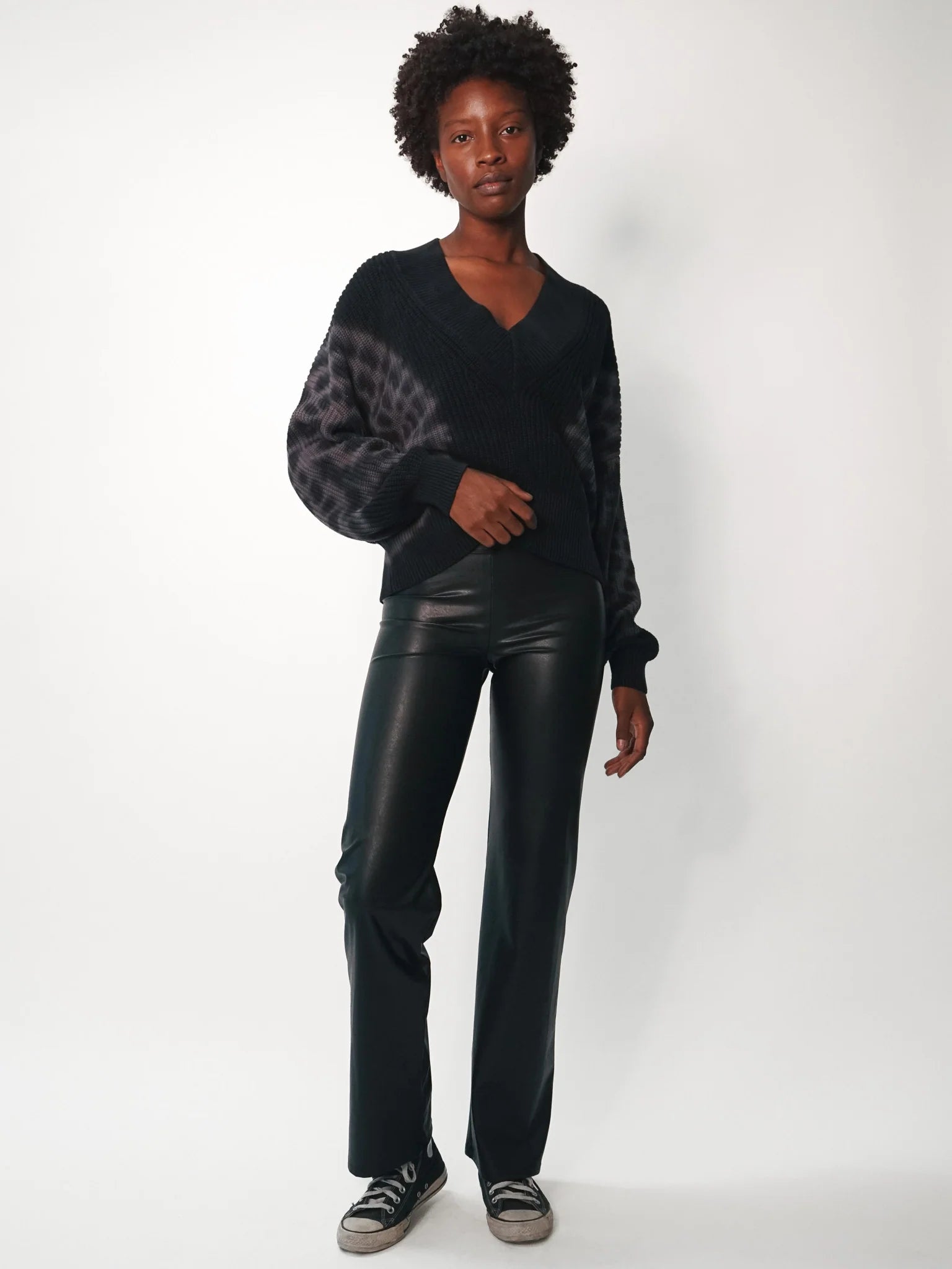 Electric & Rose Women's Ella Faux Leather Pants - Onyx Black | High Waisted Stretch Vegan Leather Leggings for Women | Perfect for Night Out, Party & Casual Wear