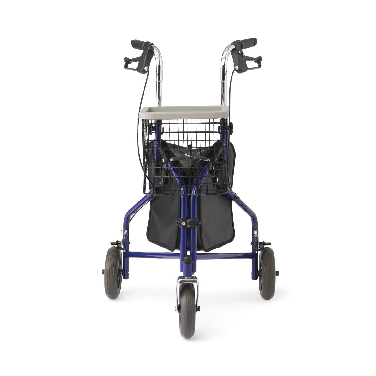 Medline 3 Wheel Steel Rollator Walker for Seniors & Adults - Lightweight Mobility Aid with Seat & Basket - Ideal for Indoor & Outdoor Use, Shopping, Travel & Recovery