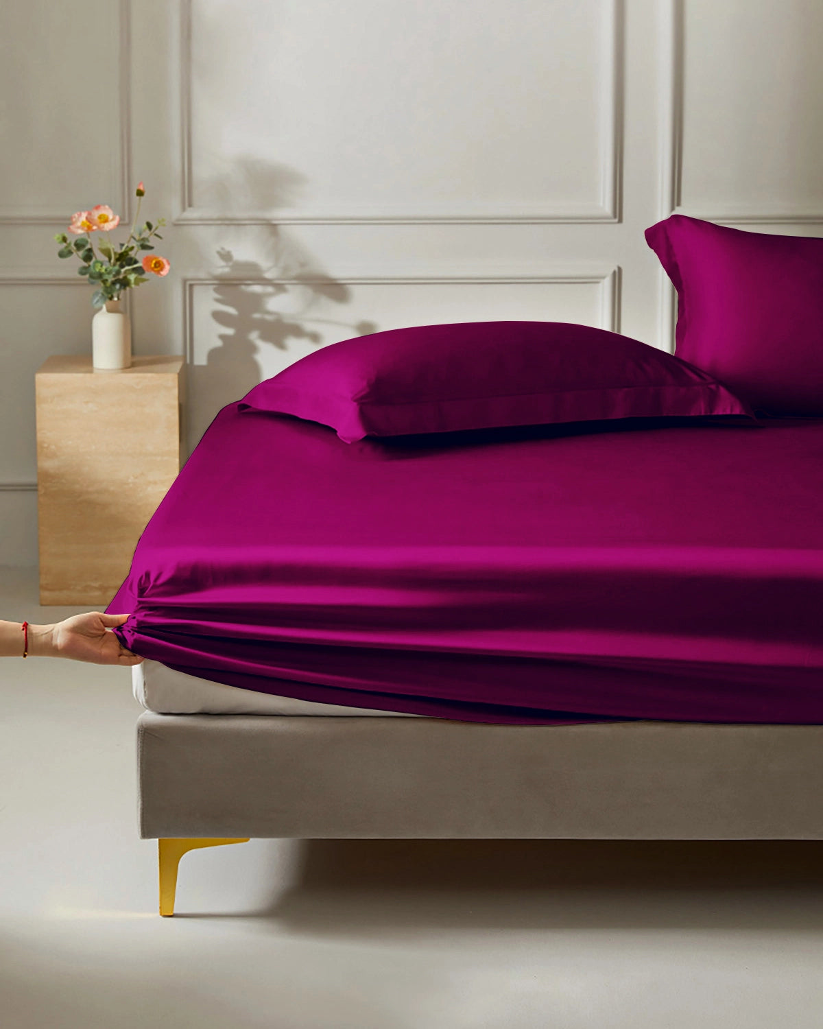 19 Momme 100% Mulberry Silk Fitted Sheet - Queen Size Luxury Bedding for Soft & Breathable Sleep - Perfect for Hot Sleepers & Sensitive Skin