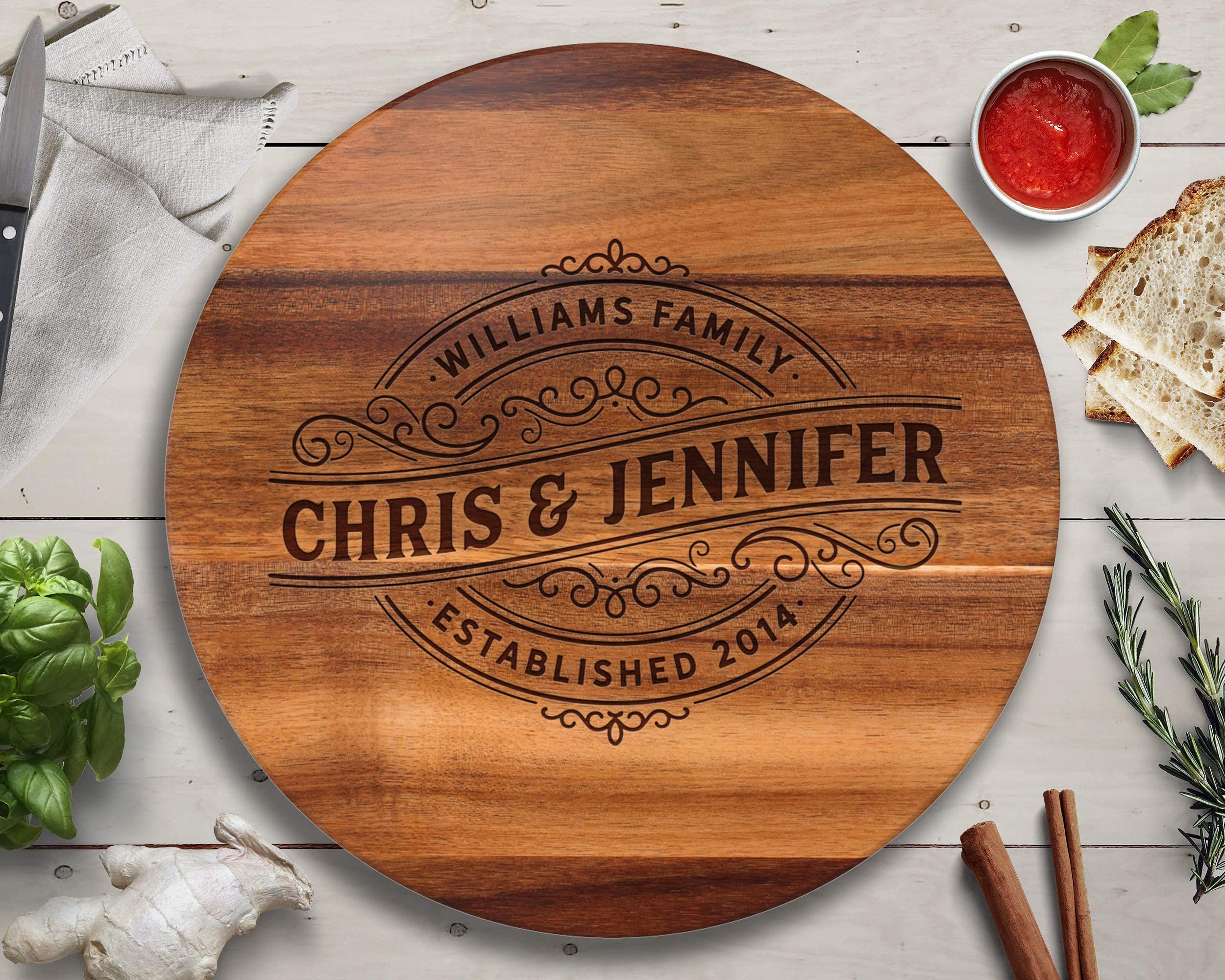 Personalized Engraved Wood Lazy Susan Turntable - Unique Wedding, Anniversary & Mother's Day Gift for Wife, Mom & Special Women | Perfect for Dining Table, Kitchen Decor & Home Entertaining