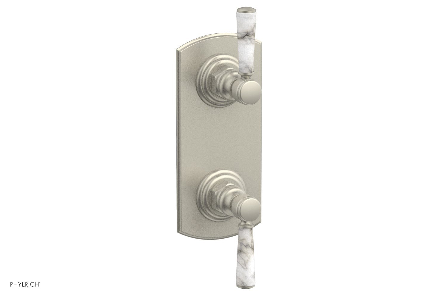 HEX TRADITIONAL / HENRI 1/2 Thermostatic Valve with Volume Control or Diverter - White Marble Handles (4 155) - Perfect for Bathroom & Shower Fixture Upgrades