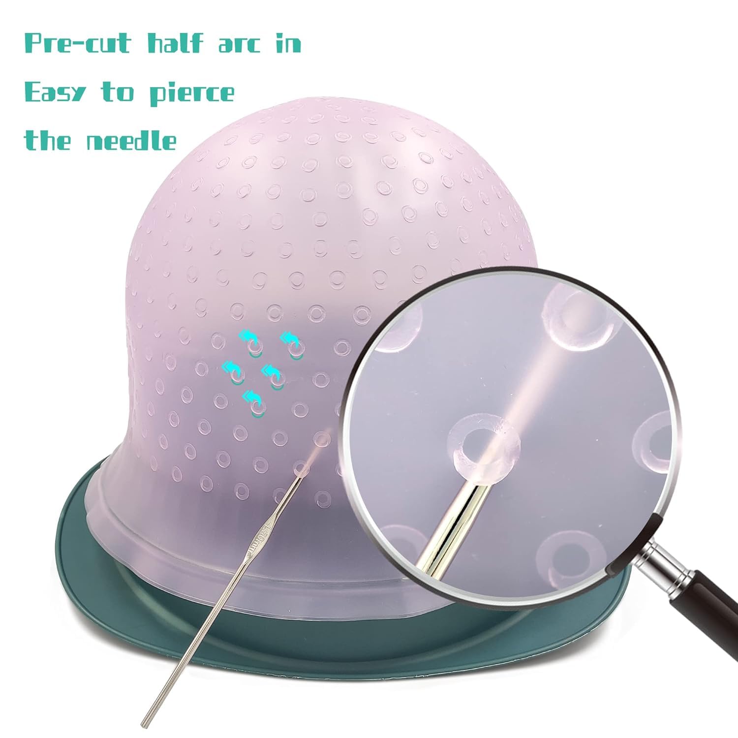 Professional Hair Dyeing Cap with Metal Hook + Hair Coloring Brush & Dye Bowl - Complete Hair Salon Highlighting Kit for Balayage, Ombre & Root Touch Up (Multi-Purpose Styling Tools)