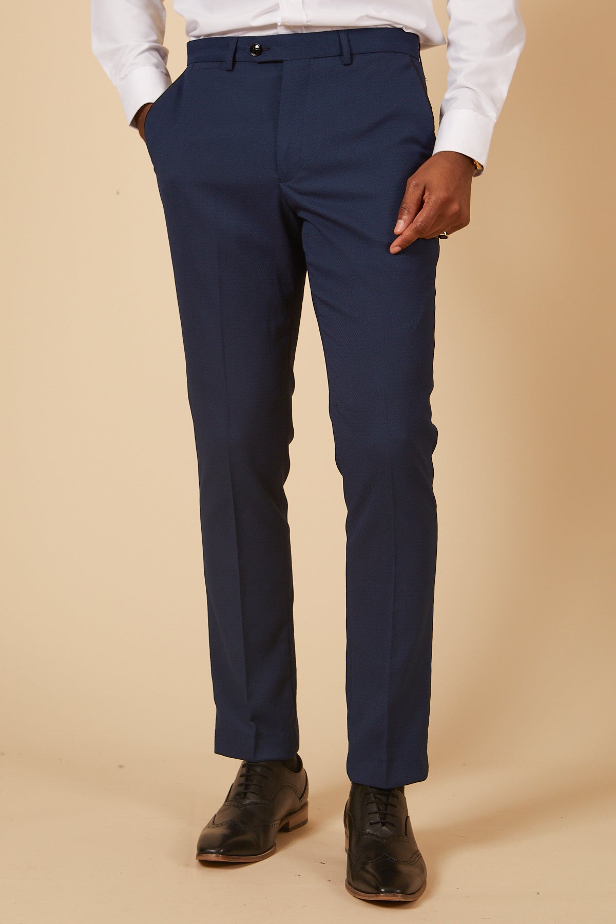 Royal Blue Diamond Trousers for Men - Premium Stretch Dress Pants for Business & Formal Occasions - Comfortable Office Wear & Wedding Attire
