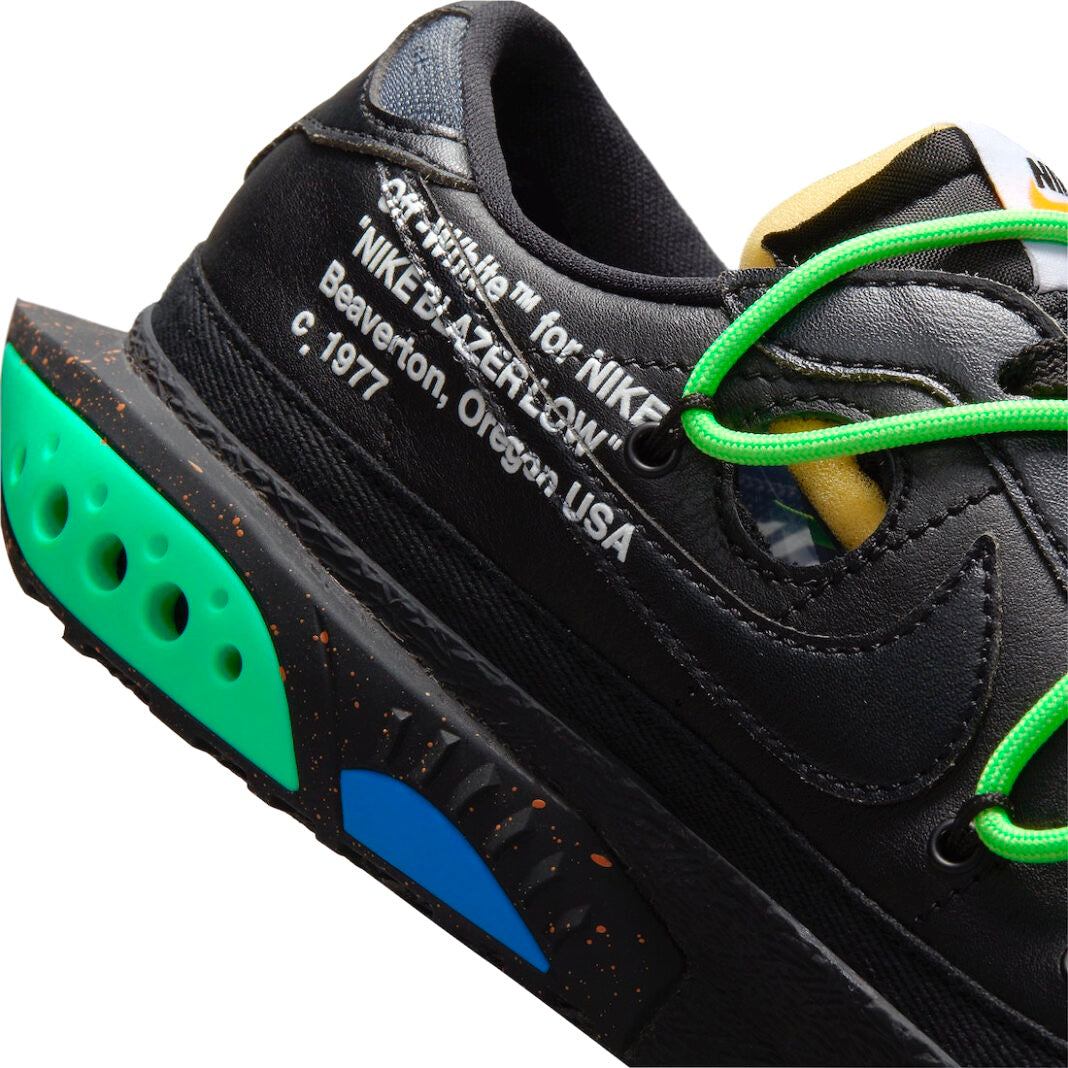 Off White x Nike Blazer Low Sneakers - Black & Green Colorway - Men's/Women's Basketball Shoes for Streetwear & Casual Wear