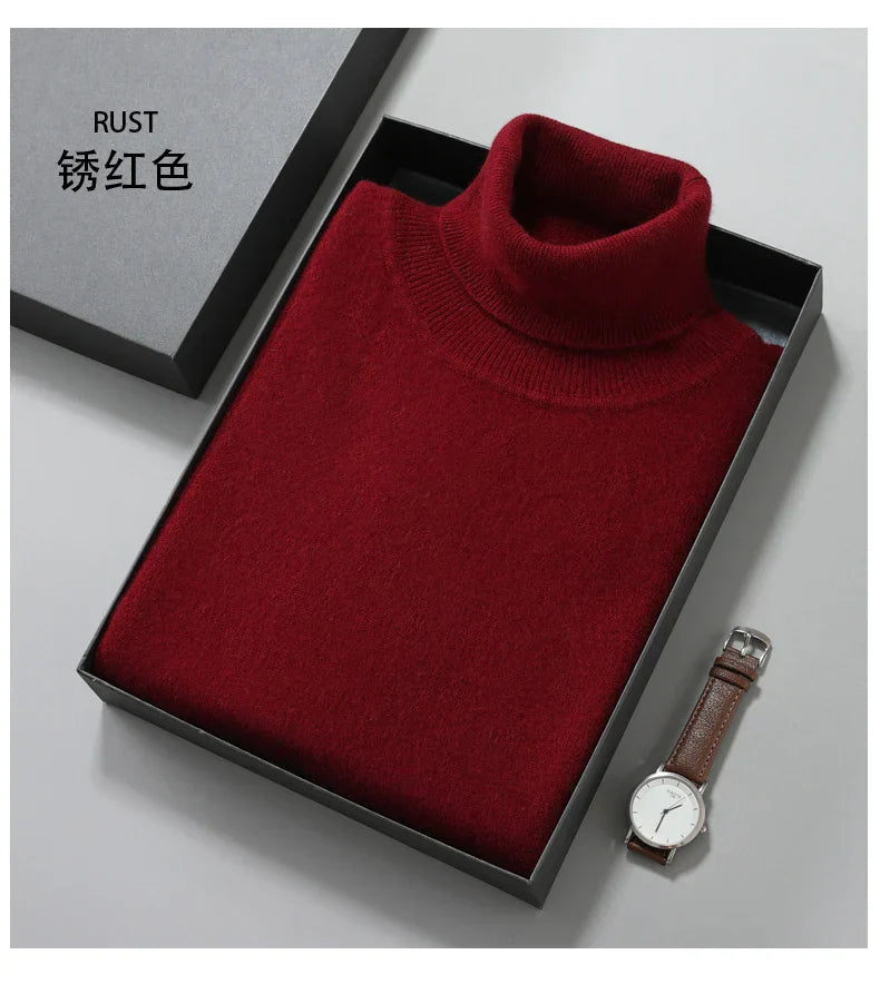 Premium 100% Cashmere Men's Turtleneck Sweater - Ultra Soft & Warm Winter Pullover - Roll Neck Knit Jumper for Men - Perfect for Office, Date Night & Cold Weather Layering