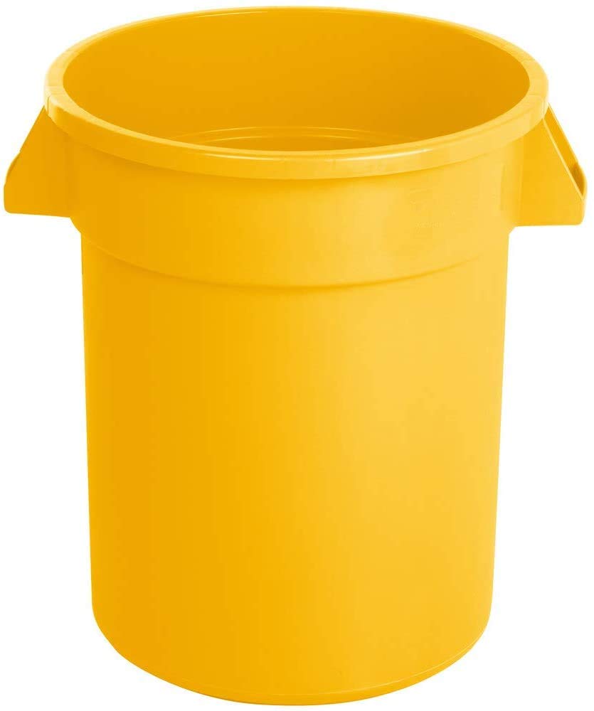 PRO&Family 5-Pack 80 Qt (20 Gallon/75L) Heavy-Duty Yellow Round Commercial Trash Cans with Lids - Includes Trash Bags for Kitchen, Restaurant, Office & Outdoor Use