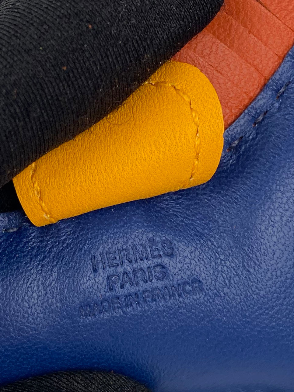 Authentic Hermes Rodeo PM Bag Charm in Navy, Yellow & Orange - Stylish Horse Design for Handbags, Backpacks & Accessories - Perfect Gift for Fashion Lovers