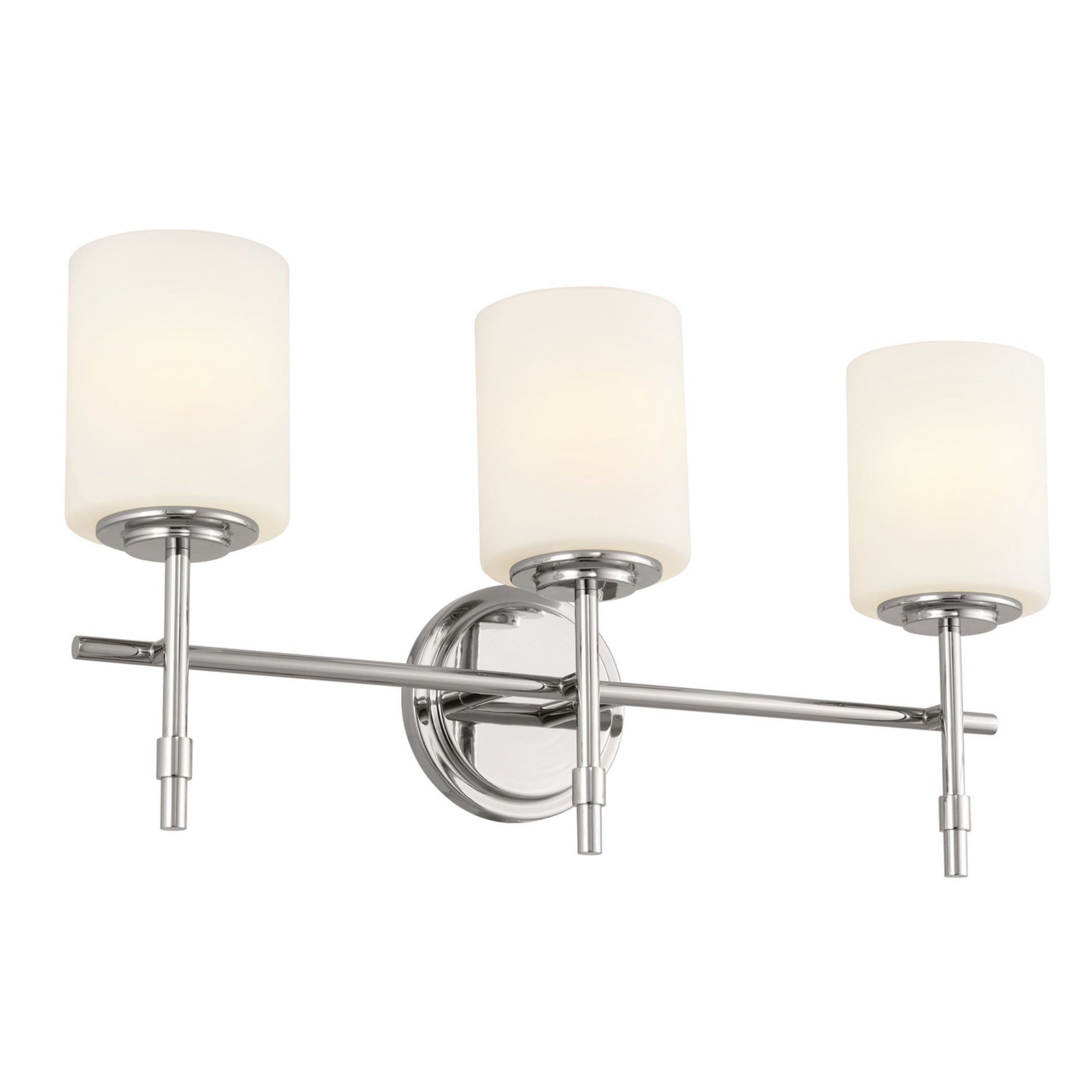 23-Inch 3-Light Bathroom Vanity Light with Satin Etched Opal Glass - Polished Nickel Finish for Modern Bathroom & Powder Room Lighting