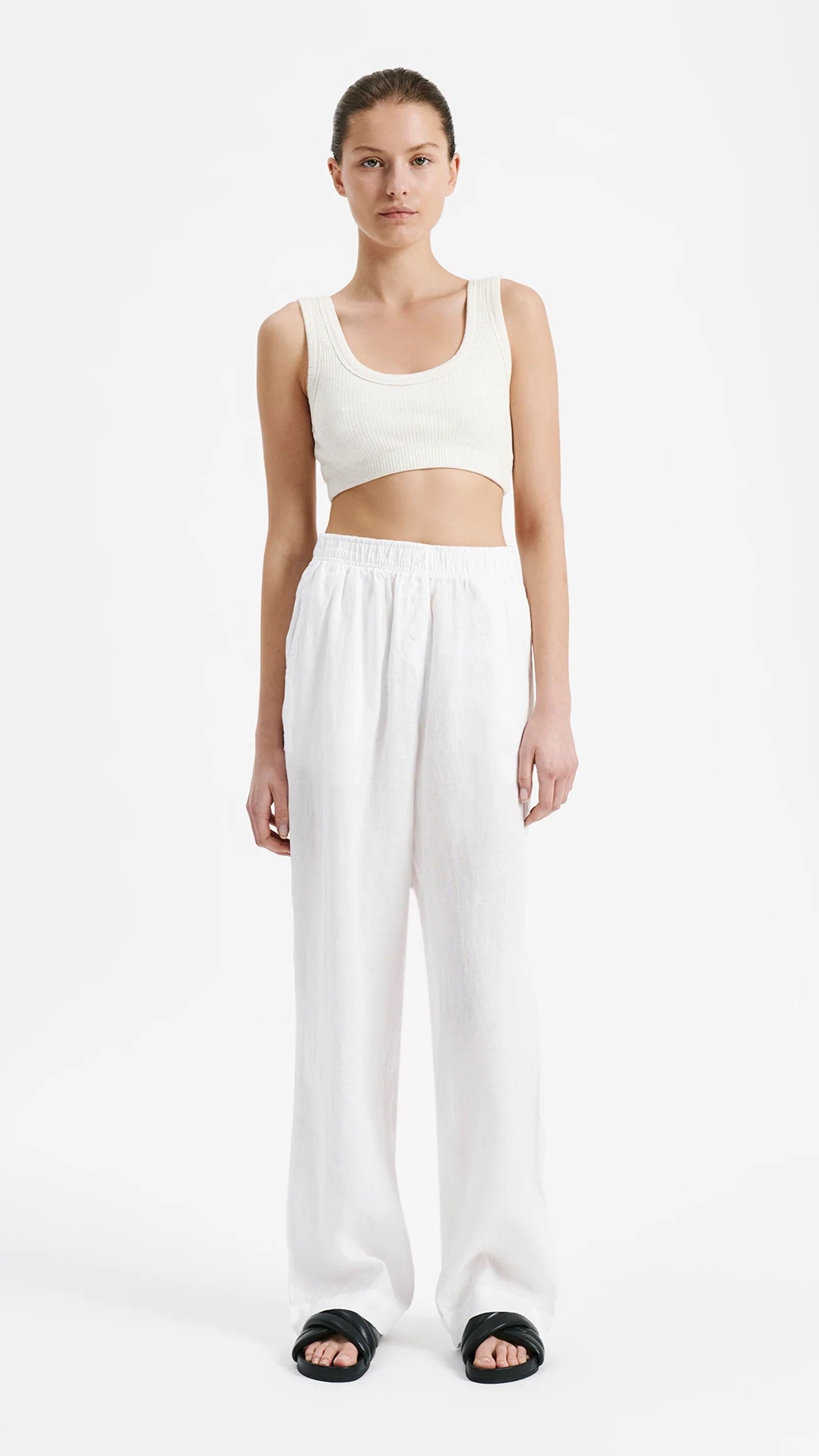 Premium White Linen Lounge Pants for Women - Soft & Breathable Comfort Wear - Perfect for Yoga, Home Relaxation & Summer Outfits