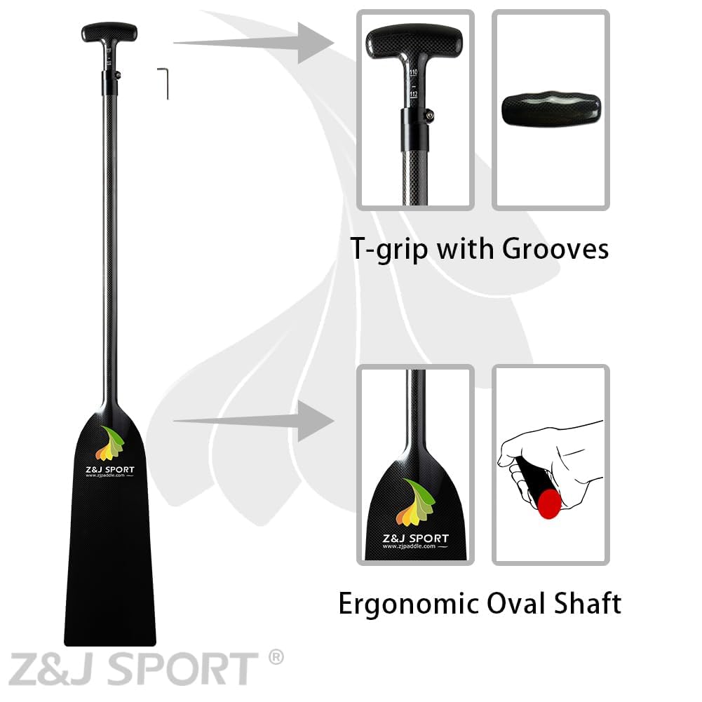 **Z&J SPORT Dragon Boat Paddle 43.3-52 Inch Adjustable Carbon Fiber Oar - IDBF Approved, T-Handle with Adjuster for Competitive & Recreational Dragon Boat Racing (110-132cm, Lightweight & Durable)** - Perfect for Training, Racing, and Team Events