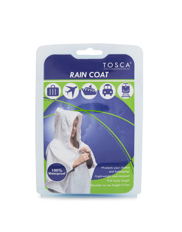 Tosca TCA019 Waterproof Raincoat for Men & Women - Lightweight Windproof Jacket with Hood - Perfect for Hiking, Camping & Outdoor Activities - Blue