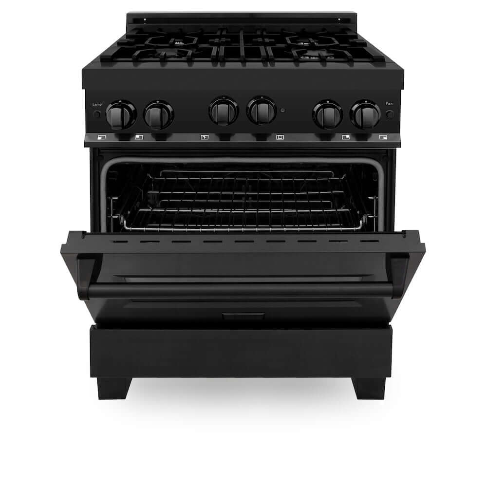ZLINE 30 Inch 4.0 cu ft Professional Gas Range - Black Stainless Steel Natural Gas Stove & Oven Combo (RGB 30) | Ideal for Modern Kitchens, Home Chefs & Restaurant-Style Cooking