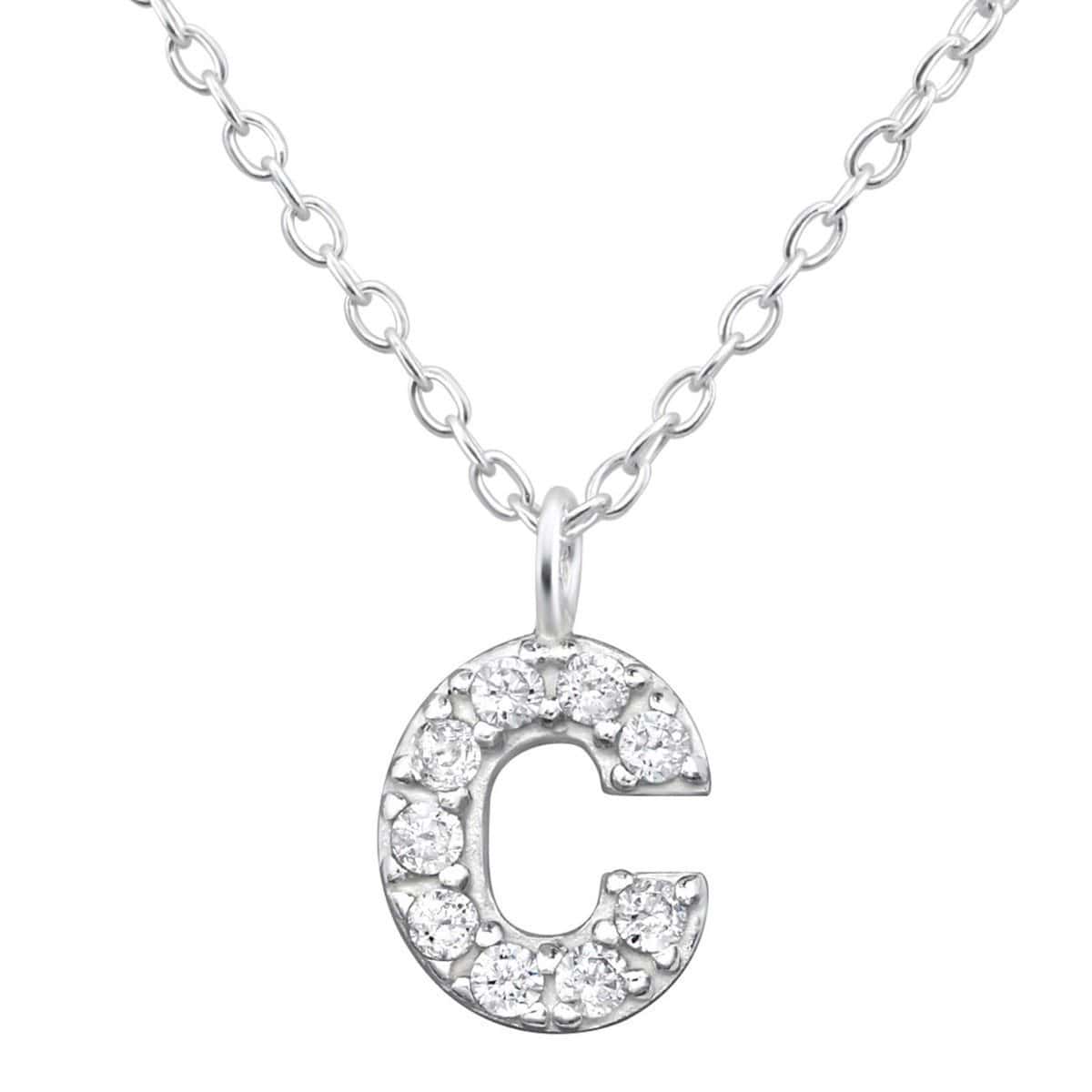 Cubic Zirconia Sterling Silver Letter C Necklace - Elegant Initial Jewelry for Women | Perfect Gift for Birthday, Anniversary & Valentine's Day