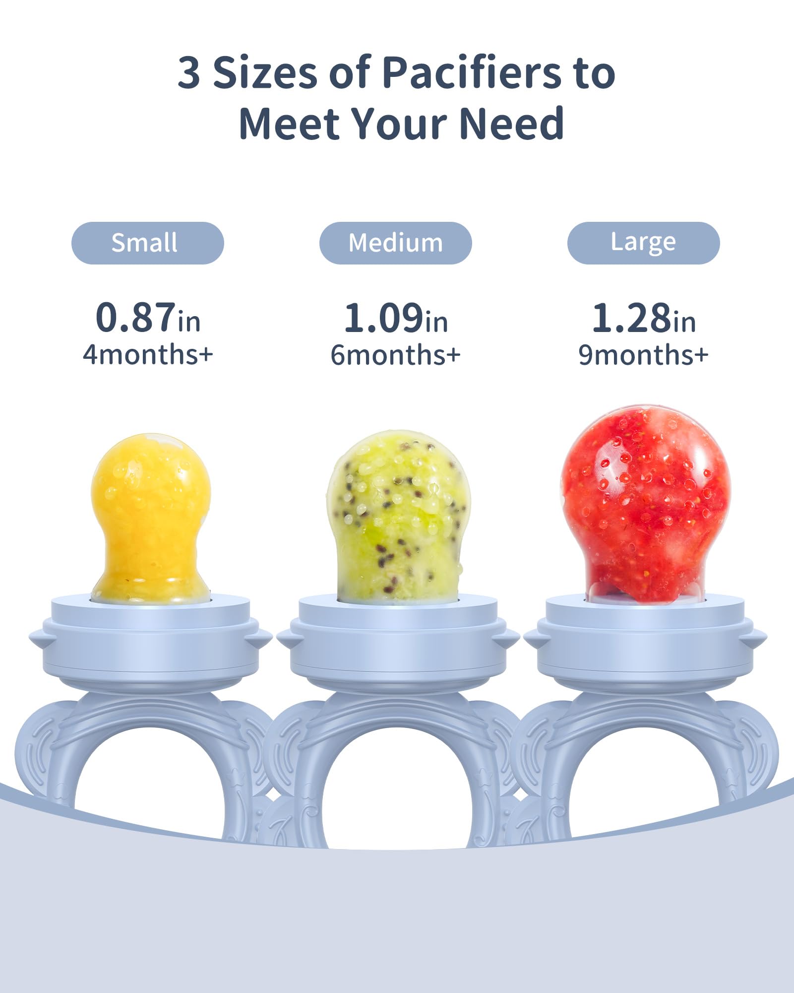 Organic Silicone Baby Fruit Feeder (2 Pack) with Freezer Nibble Tray - BPA Free Teething Relief for Infants 3+ Months - Safe Self Feeding & Breastmilk Popsicle Molds - Dishwasher Safe - Perfect for Teething Pain Relief & Introducing Solid Foods
