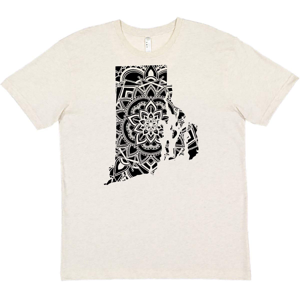 Inktastic Rhode Island Silhouette Mandala T-Shirt - Stylish Graphic Tee for Men & Women - Perfect for Casual Wear, Travel & Gifts