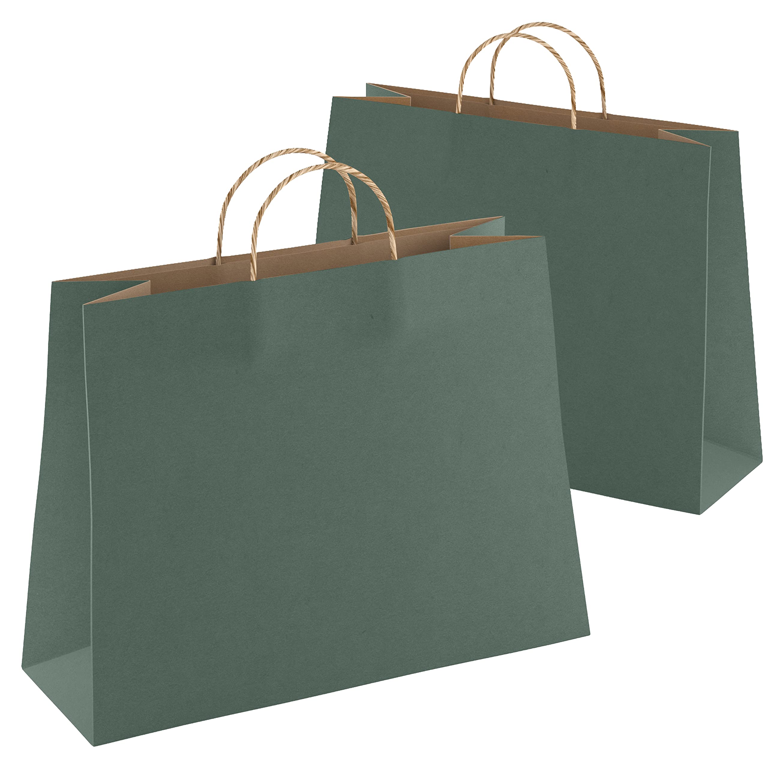 Dark Teal Kraft Paper Bags with Handles - 16x6x12 Inch - Pack of 10 - for Wedding Favors & Gifts
