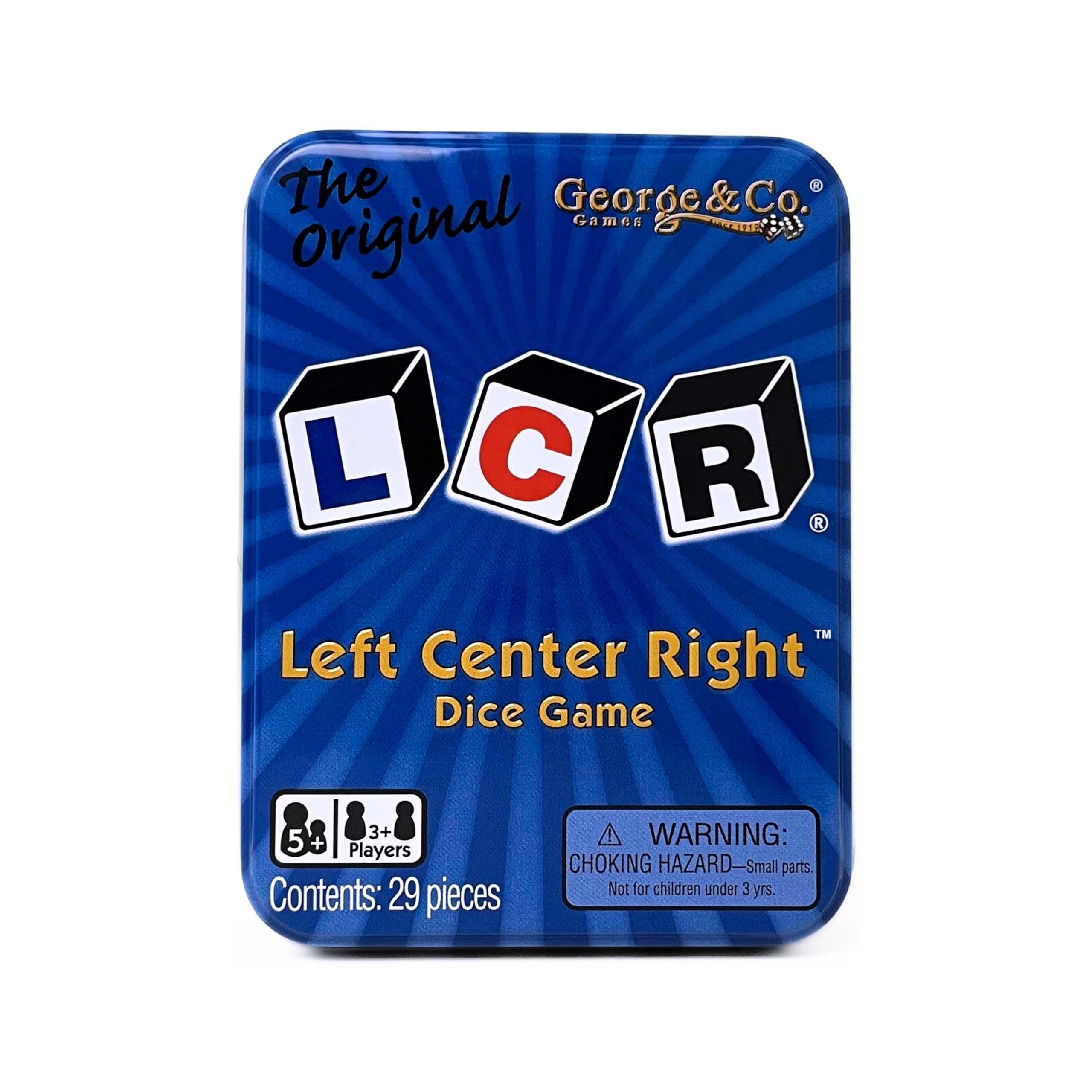 LCR® Left Center Right™ Dice Game - Fun Family Party Board Game in Blue Tin - Perfect for Game Nights, Travel & Gifts
