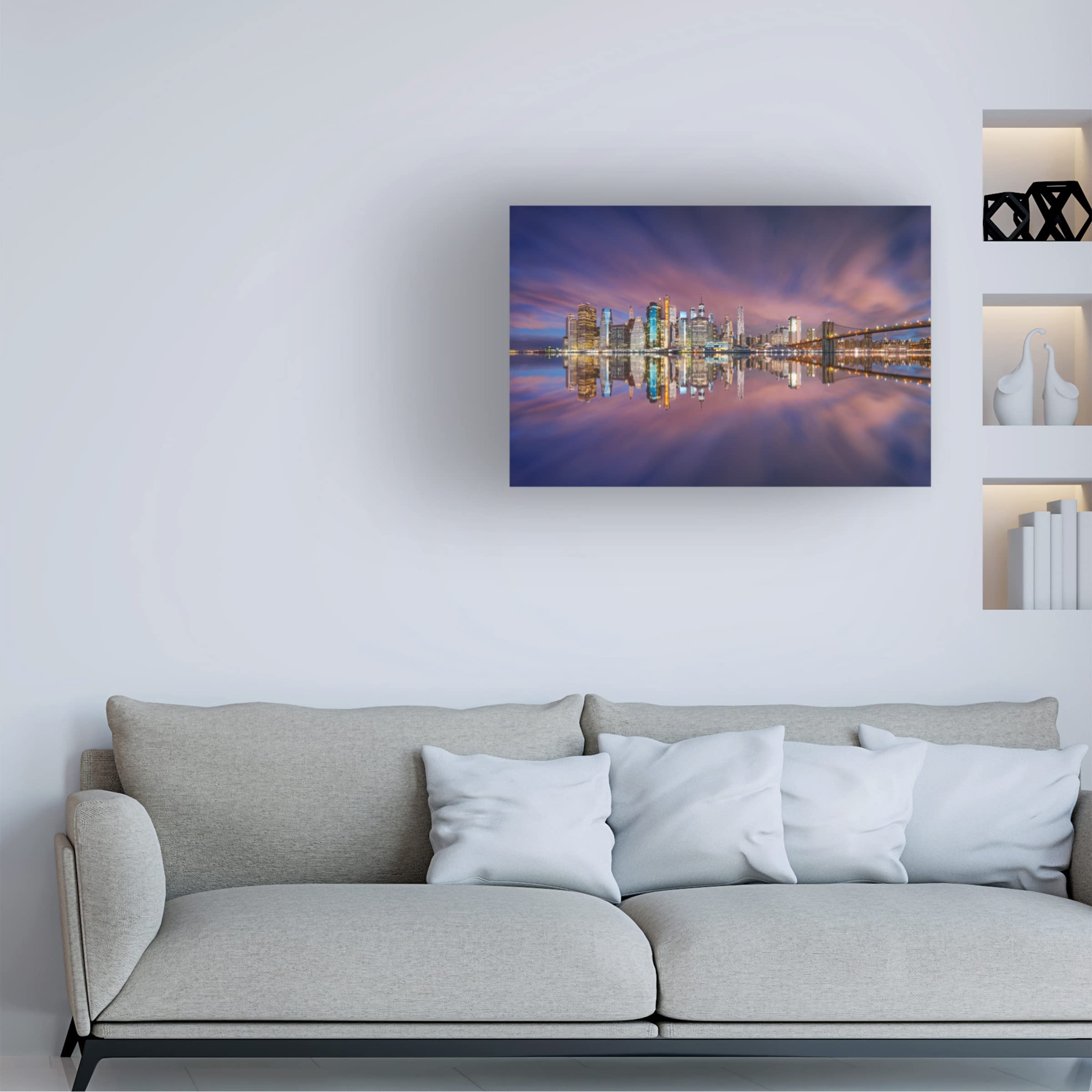 Carlos F Turienzo 'City Of Blinding Lights' Canvas Wall Art Print - Modern Abstract Painting for Living Room, Bedroom & Office Decor