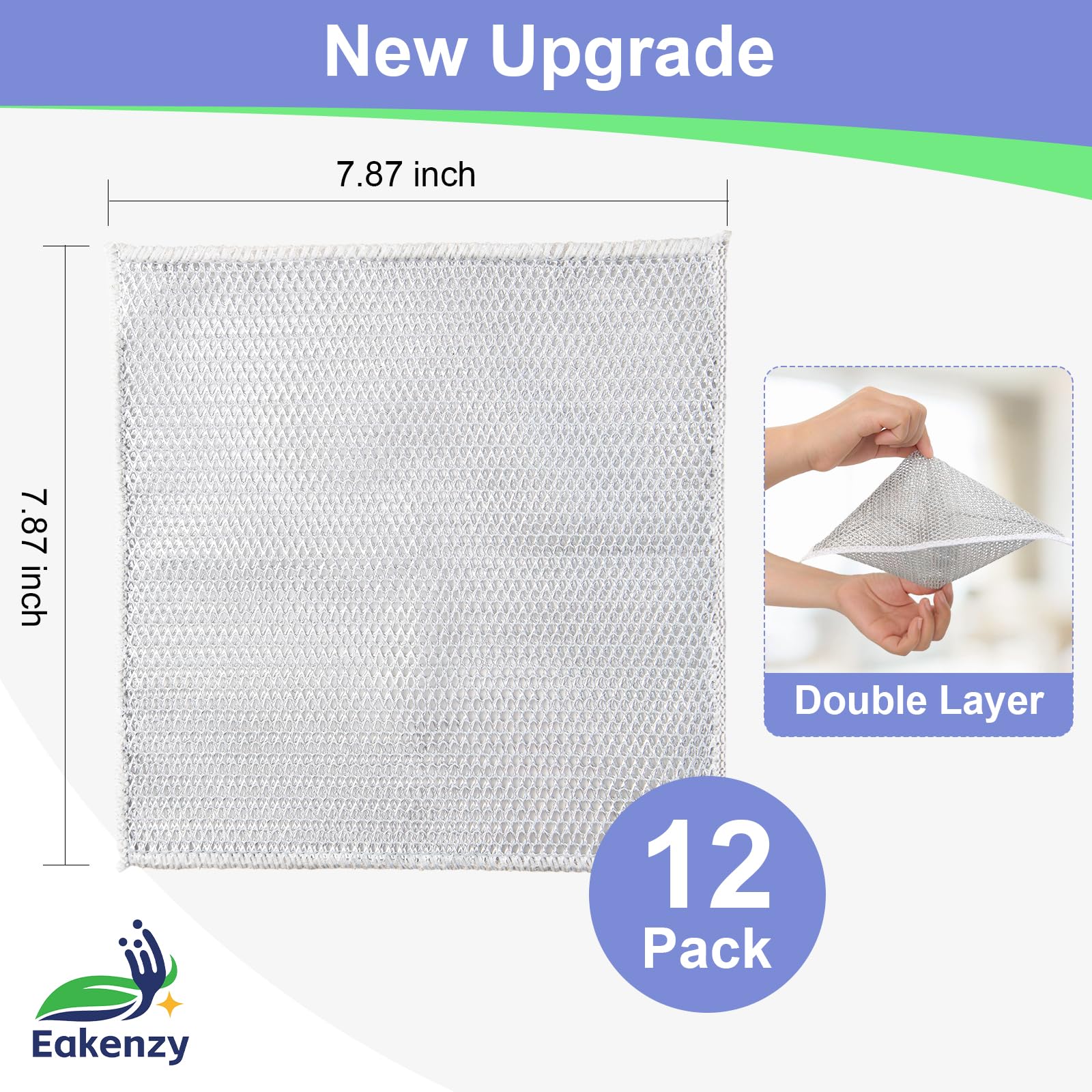 12-Pack Metallic Fiber Cleaning Cloths - Multipurpose Dishwashing Rags for Wet & Dry Use - Kitchen & Home Cleaning
