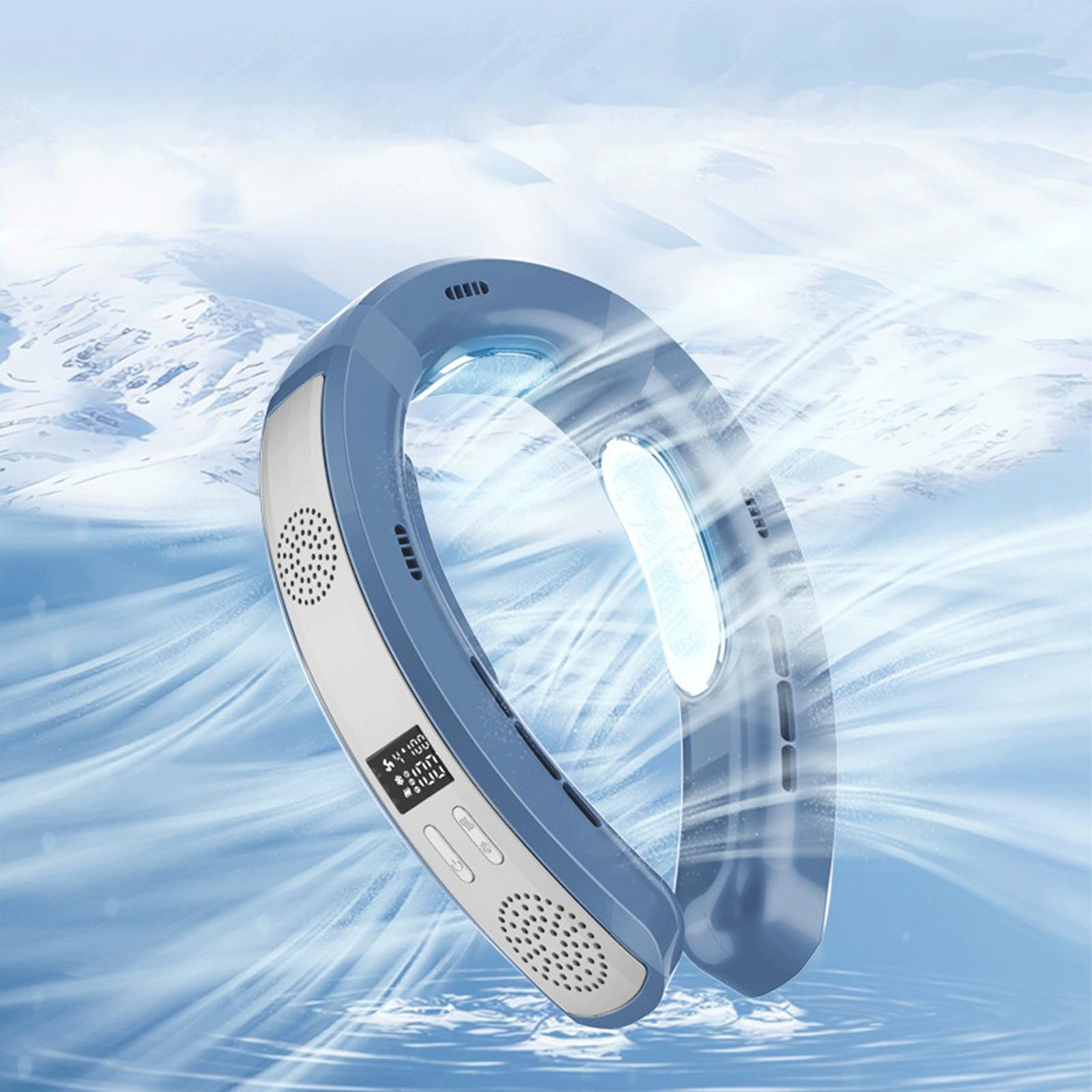 Portable Neck Fan with 6000mAh Rechargeable Battery - 3 Adjustable Wind Speeds - Personal Cooling Fan for Office, Gym, Travel & Outdoor Activities - White Neck Air Conditioner