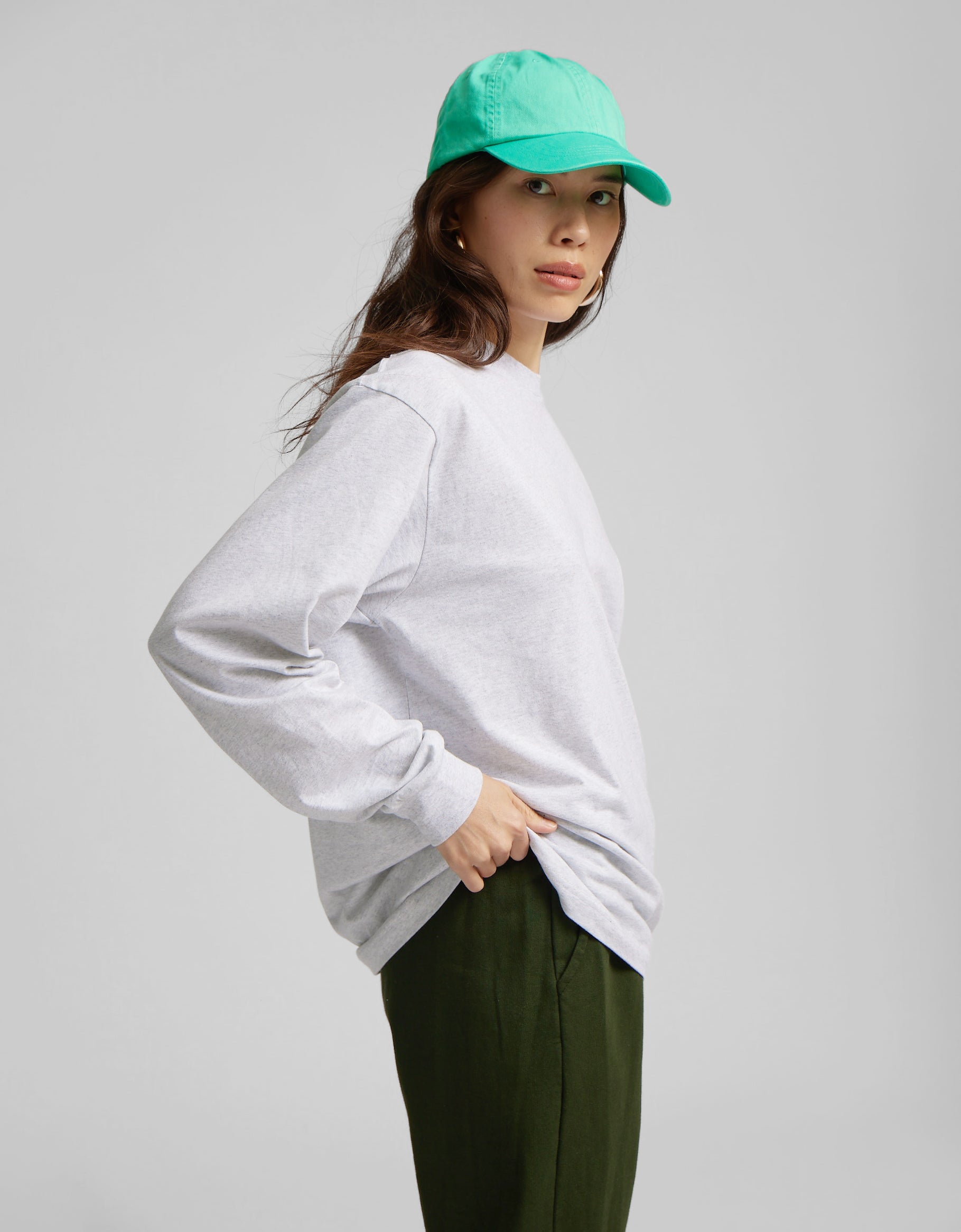 Organic Oversized Long Sleeve T-Shirt for Women - Soft Cotton Comfort Fit - Misty Brown Earth Tone - Casual Loungewear & Layering Essential