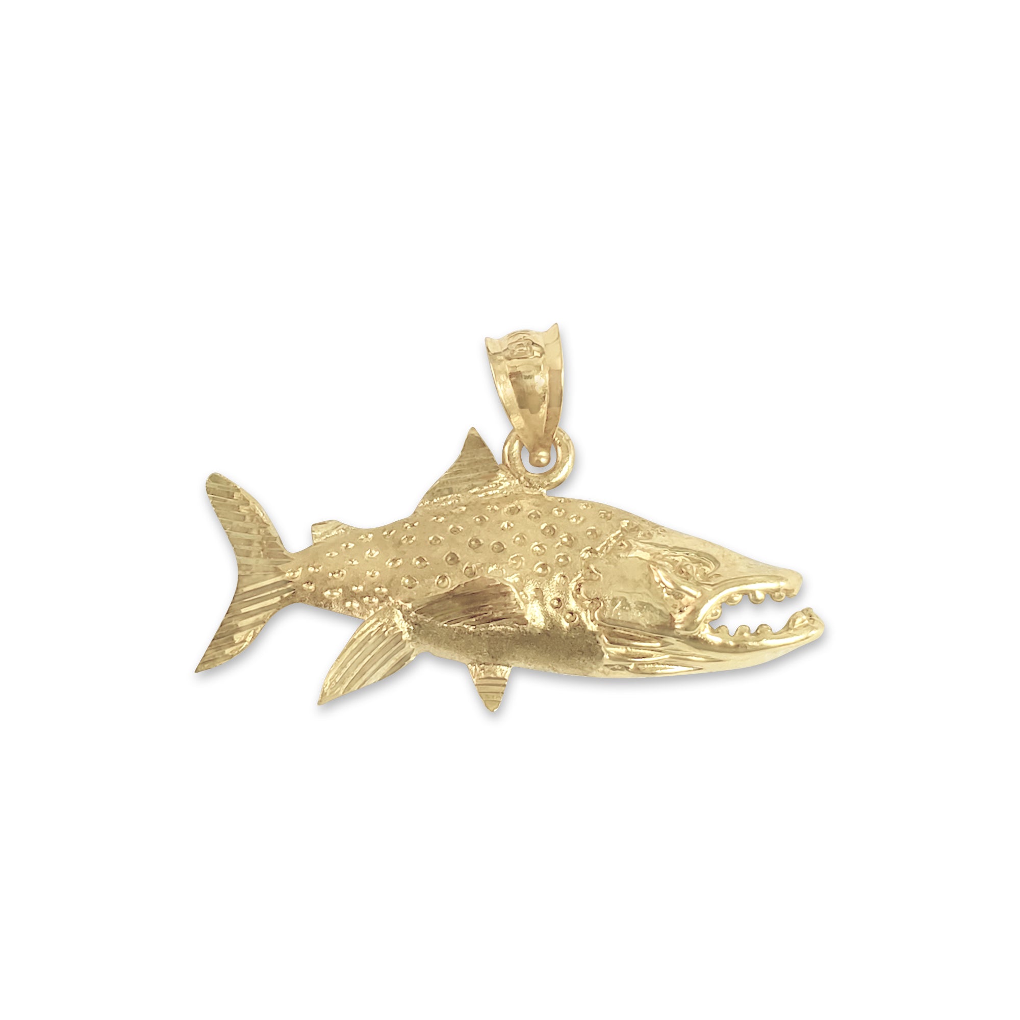 14K Yellow Gold Diamond-Cut Fish Pendant Necklace - Elegant Jewelry Gift for Women, Perfect for Birthdays, Anniversaries & Special Occasions