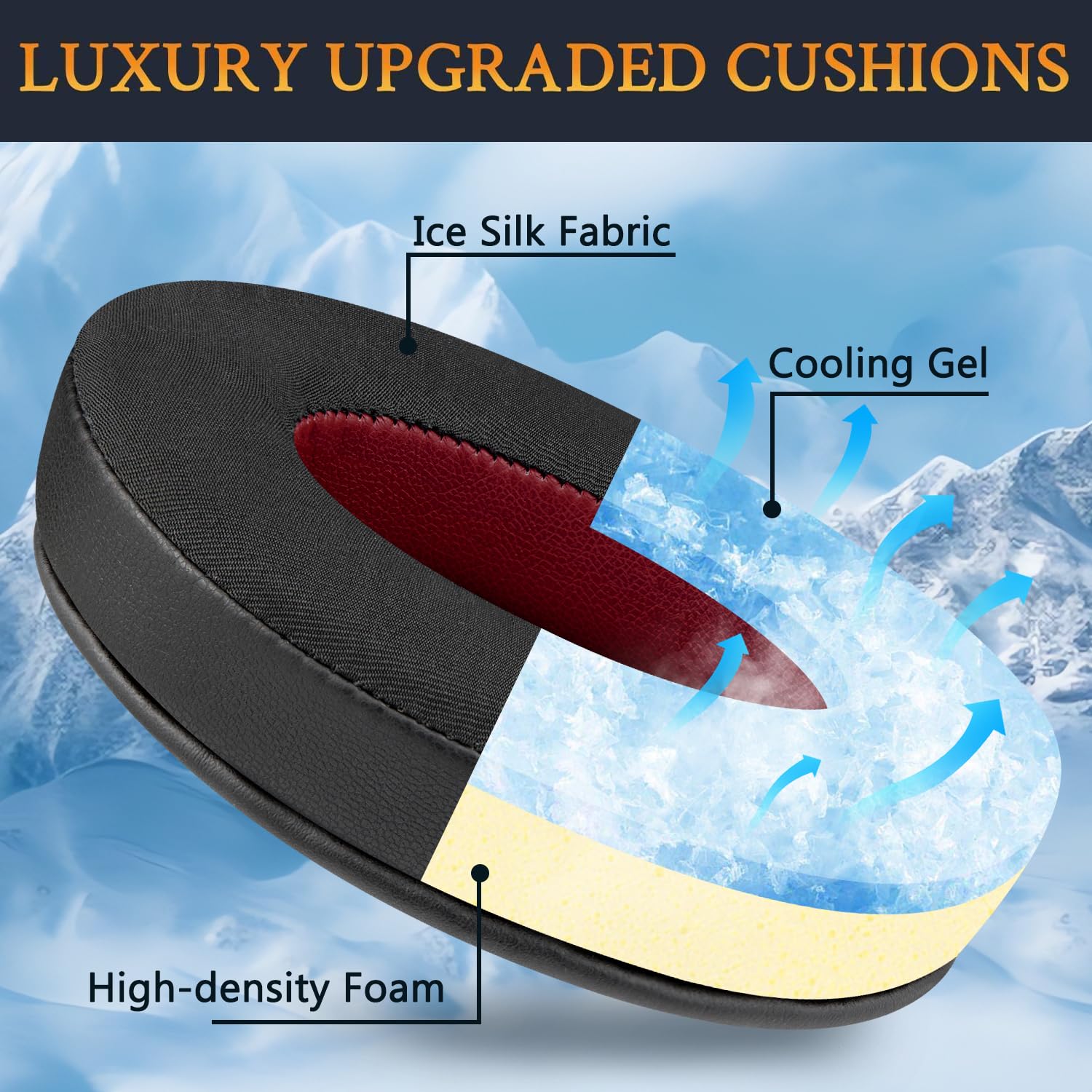 SOULWIT Cooling Gel Replacement Earpads for HyperX Cloud Series (1/2/3/Pro/Core/Alpha/Alpha S/Alpha Pro/Flight/Flight S/Stinger/Stinger S) - Breathable Memory Foam Cushions - Black - Perfect for Gaming, Streaming & Long Wear Comfort