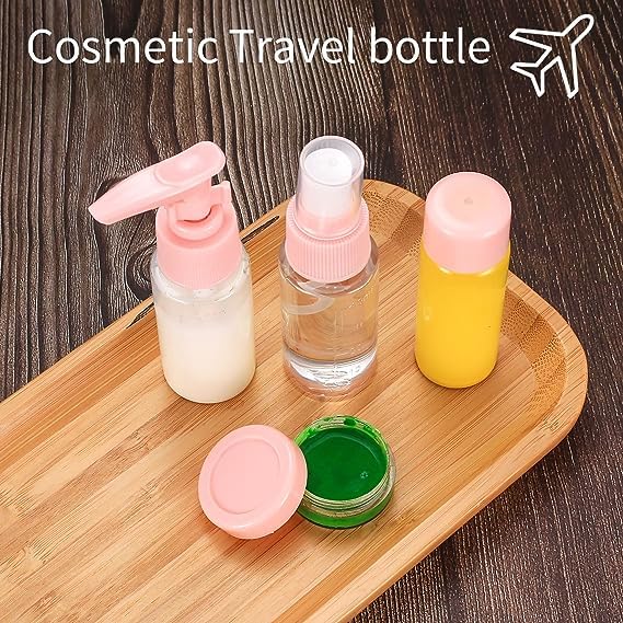 Nyamah 9-Piece Travel Bottles Set with Folding Hair Comb - Refillable Mini Empty Plastic Pump, Spray & Squeeze Bottles for Cosmetics & Toiletries - Includes Storage Bag (Multi-Color) - Perfect for Air Travel, Gym, Camping & Home Organization