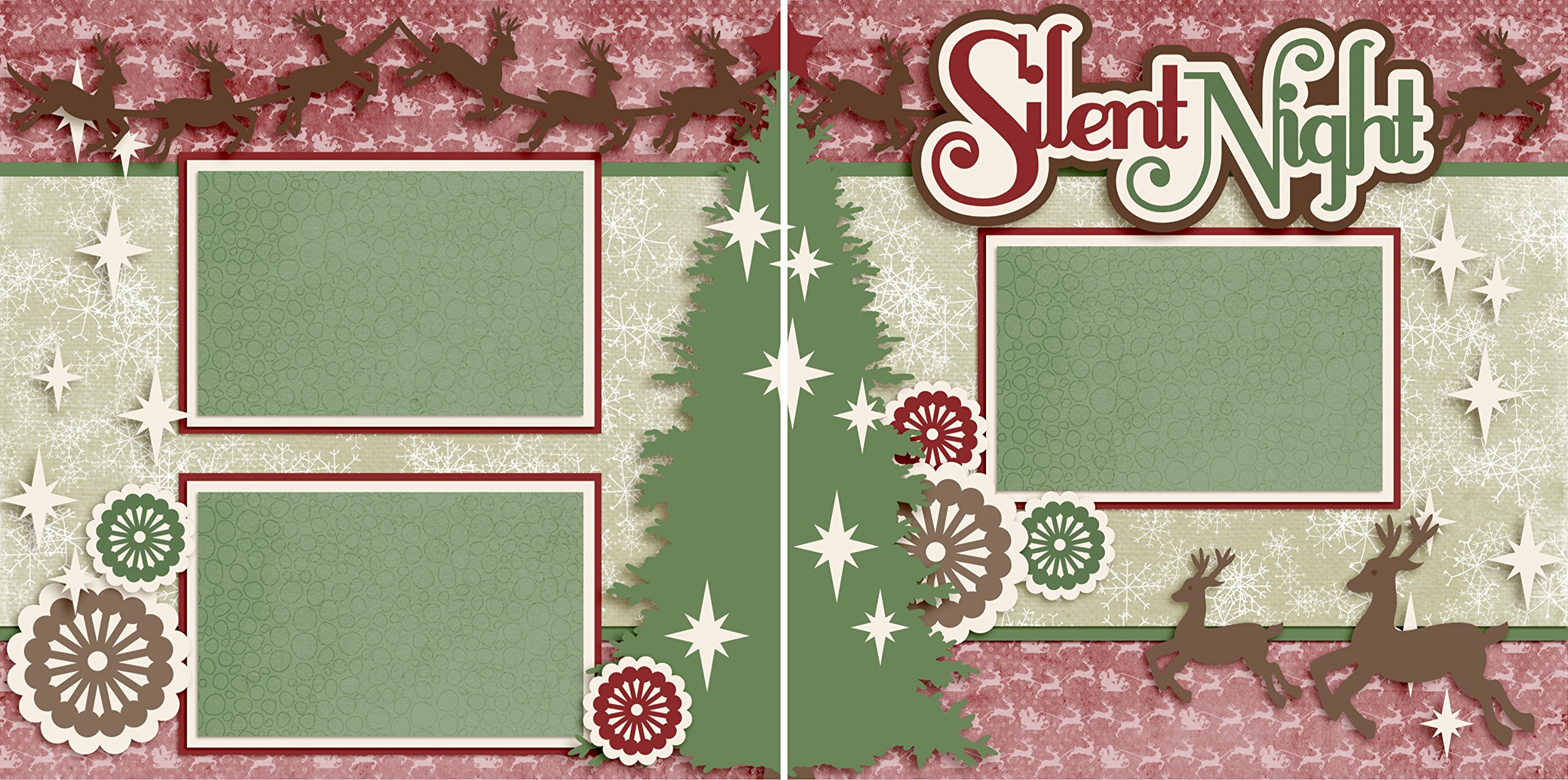 Silent Night Scrapbook Set - 5 Double Page Layouts for Christmas Memories | Holiday Scrapbooking Supplies for DIY Photo Albums & Gift Making