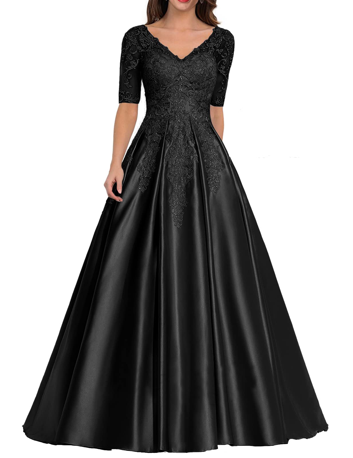 Elegant Long Sleeve Lace Applique Mother of The Bride Dress - Formal Evening Gown for Weddings, Prom & Special Occasions