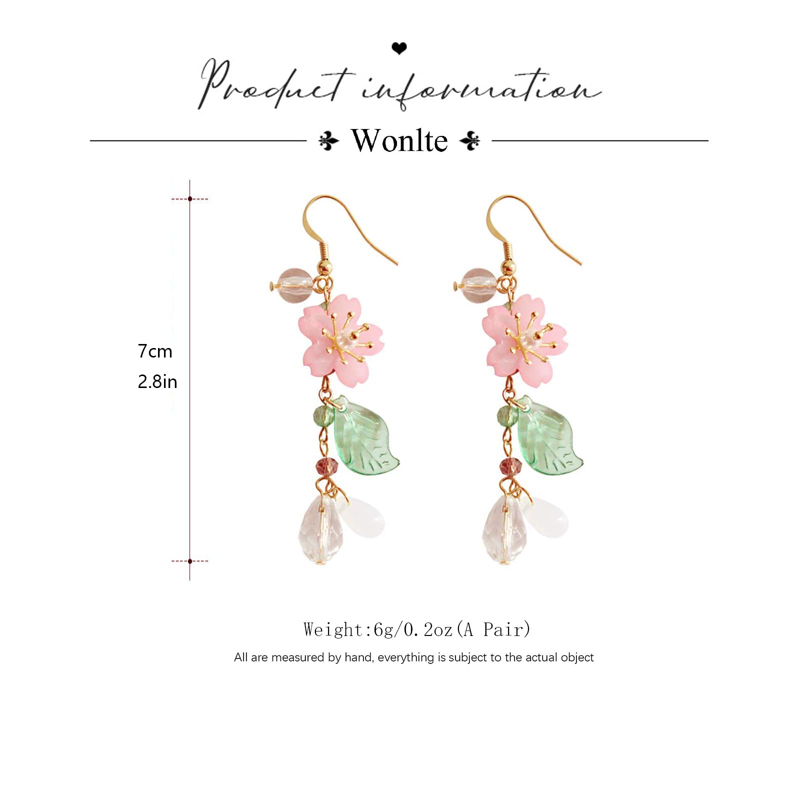 Floral Drop Earrings for Women - Cherry Blossom & Daisy Dangle Earrings, White Flower Stud Earrings with Leaf Petal Design, Spring & Summer Fashion Jewelry | Perfect for Weddings, Parties & Everyday Wear
