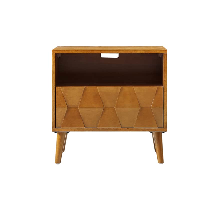 Rosalba Modern Open Shelf Nightstand with Cable Management & Hidden Drawer - Bedside Table for Bedroom, Living Room, Office - Optional Types Available