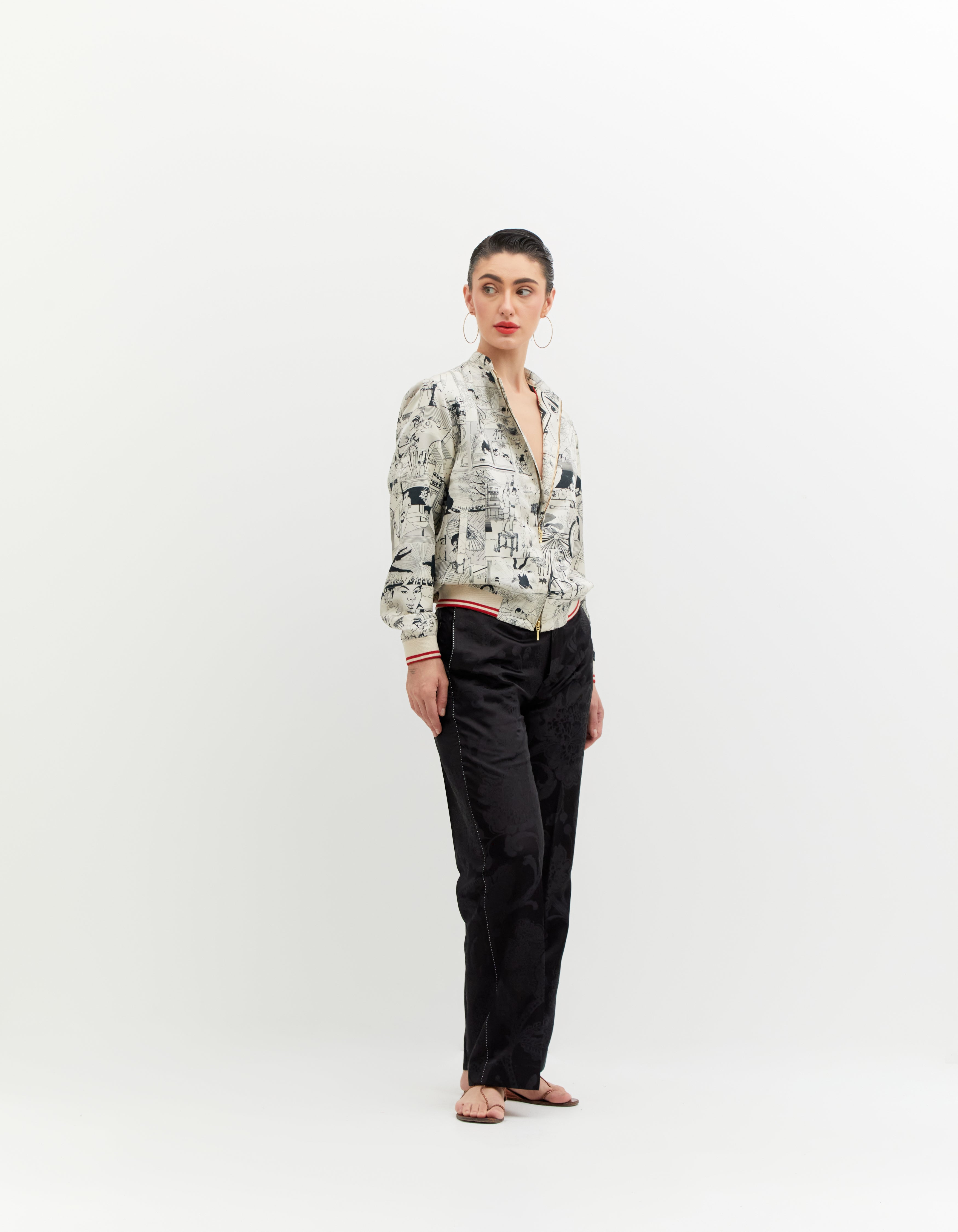 SD Straight Fit Trousers - Premium Silk Damask Fabric in Classic Black | Business Casual & Evening Wear for Men