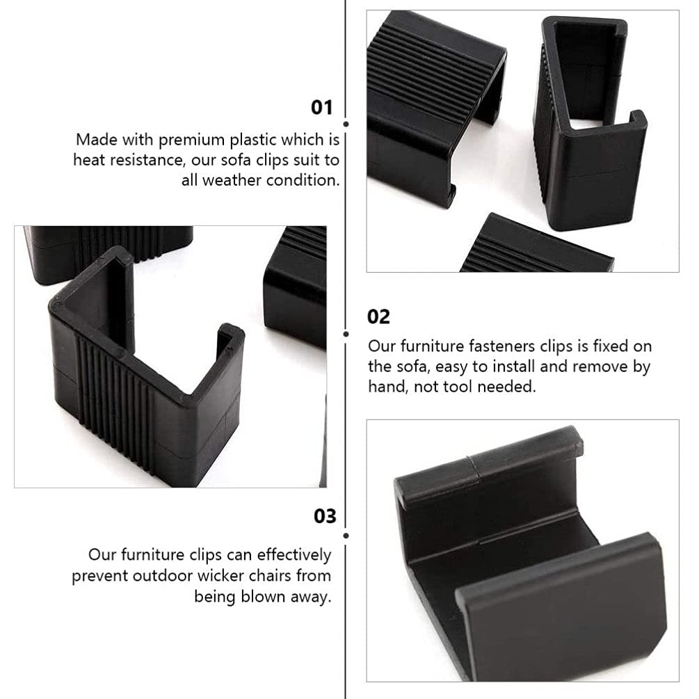 DOITOOL 10-Piece Furniture Clips for Sofa, Couch, Patio & Sectional Chairs - Heavy Duty Plastic Clips for Rattan, Wicker & Outdoor Furniture - Secure Cushions & Prevent Sliding (Ideal for Living Room, Garden & Poolside)