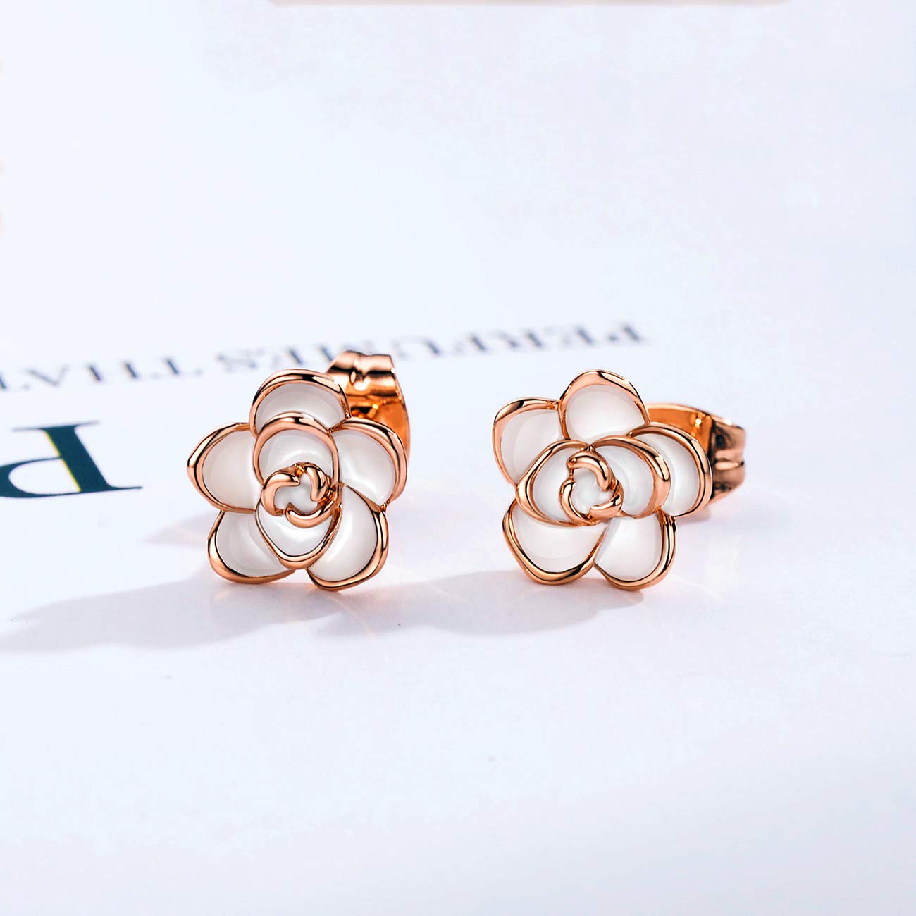 AllenCOCO Hypoallergenic Rose Flower Stud Earrings for Women - Nickel Free Sensitive Ear Jewelry in Gold & Silver | Perfect for Valentine's Day, Anniversary Gifts & Everyday Wear