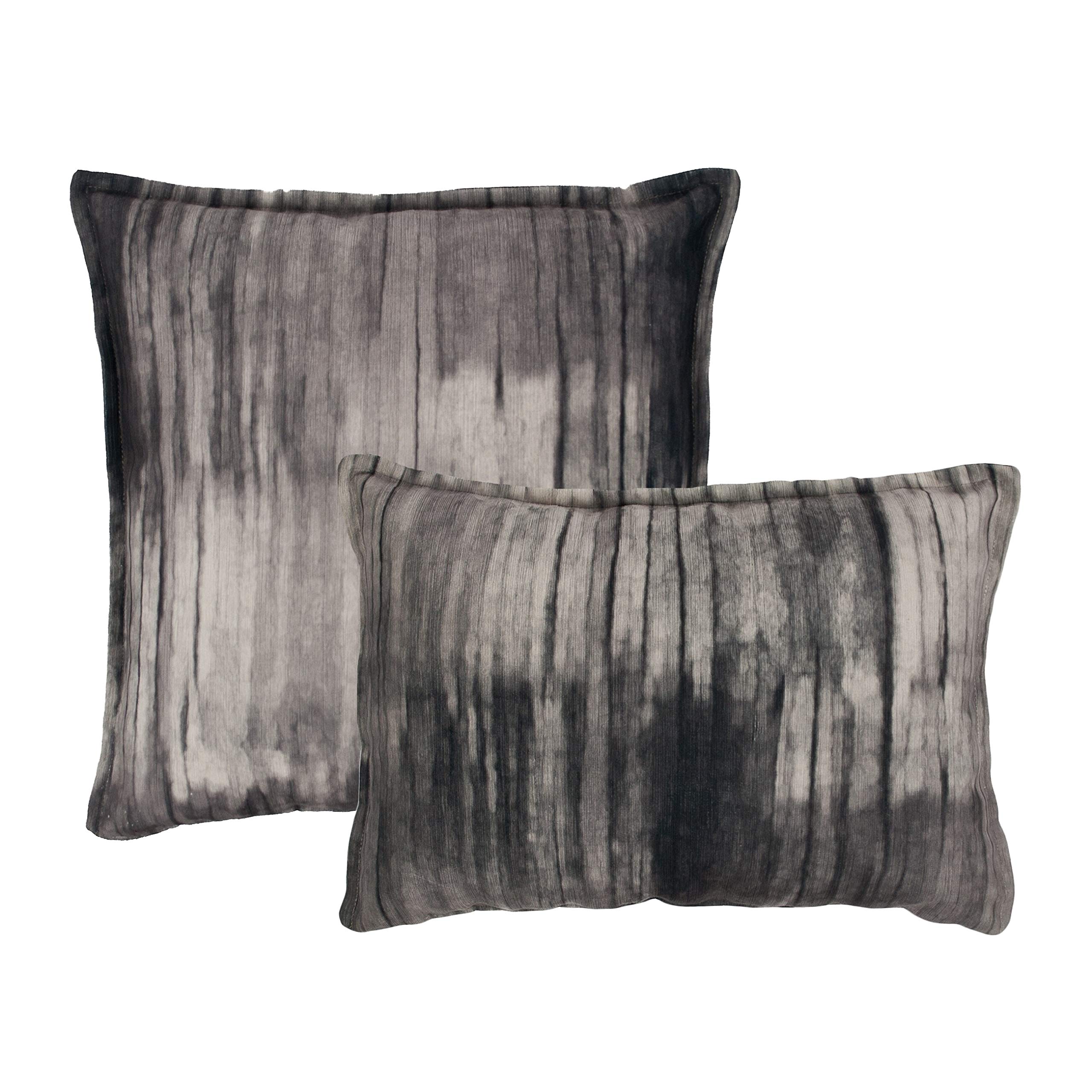 Sherry Kline Ambiance Velvet Ebony Decorative Throw Pillows Set - Luxury Sofa Cushions for Living Room, Bedroom Decor
