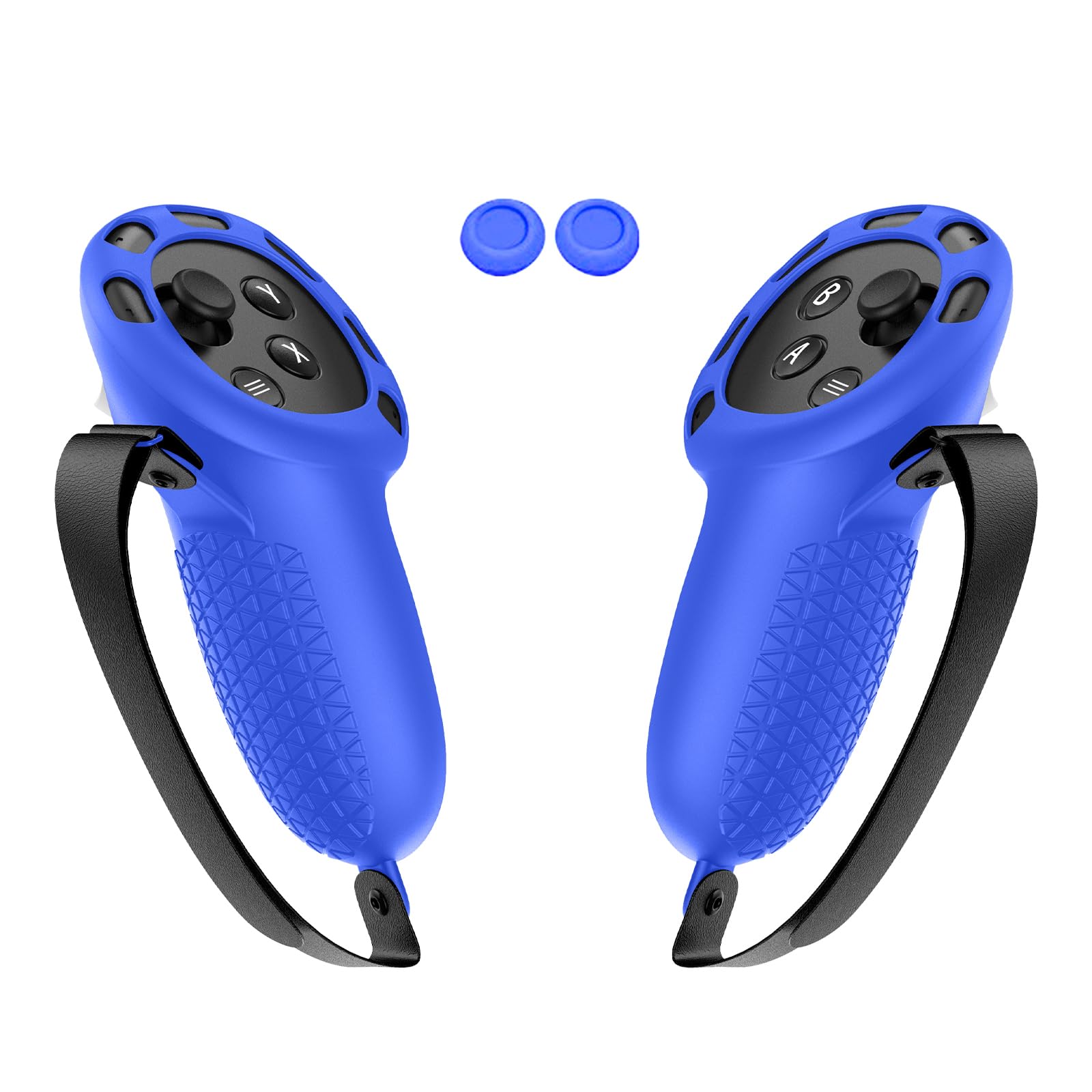AZURAOKEY Silicone Controller Case for Meta Quest 3 VR Accessories - Non-Slip Grip, 2 Rocker Caps, Adjustable Wrist Strap - Left & Right VR Touch Controller Covers for Enhanced Gaming & Virtual Reality Experience
