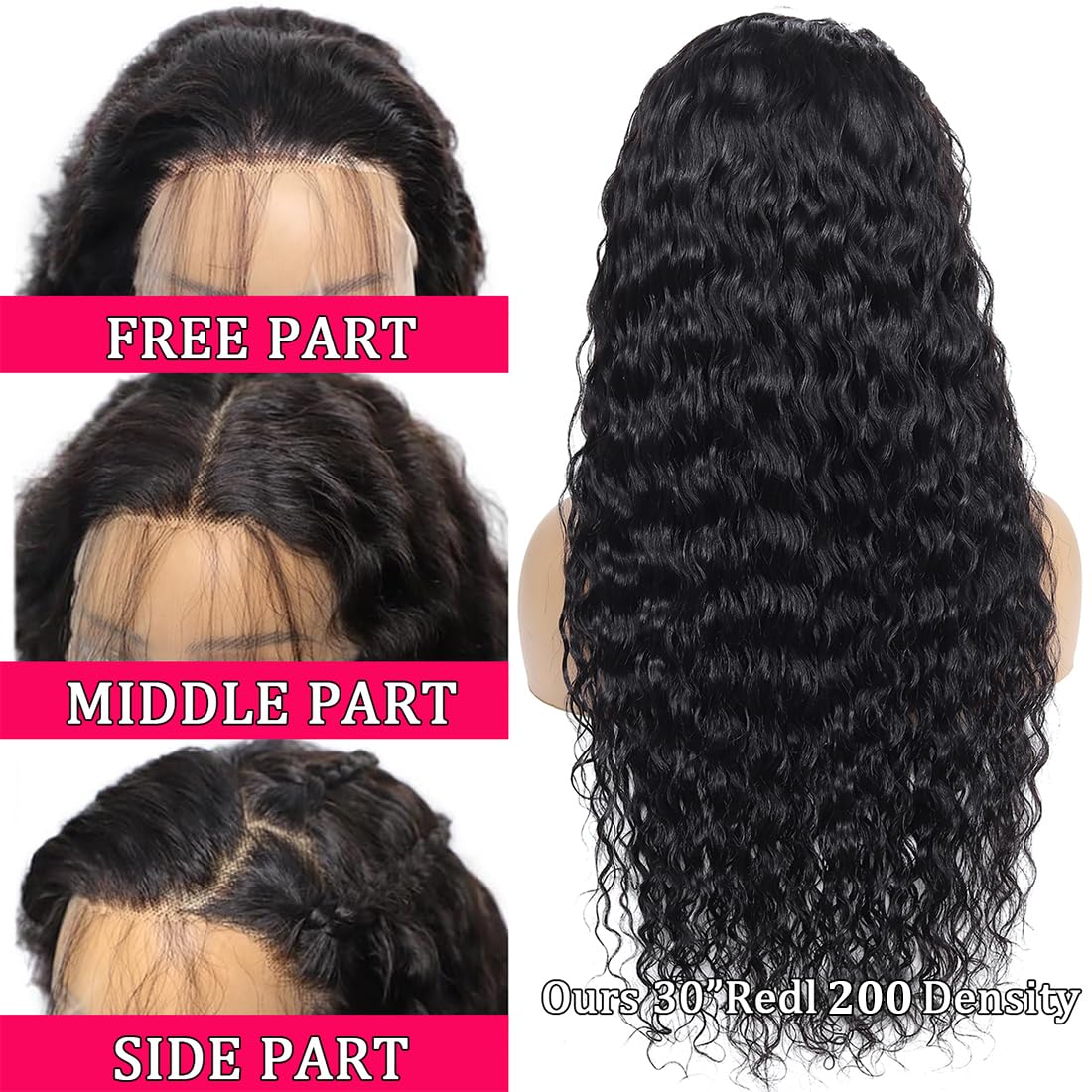 30 Inch Deep Wave Lace Front Human Hair Wig - 200% Density 13x4 HD Curly Lace Frontal Wig for Women | Perfect for Daily Wear, Parties & Special Occasions