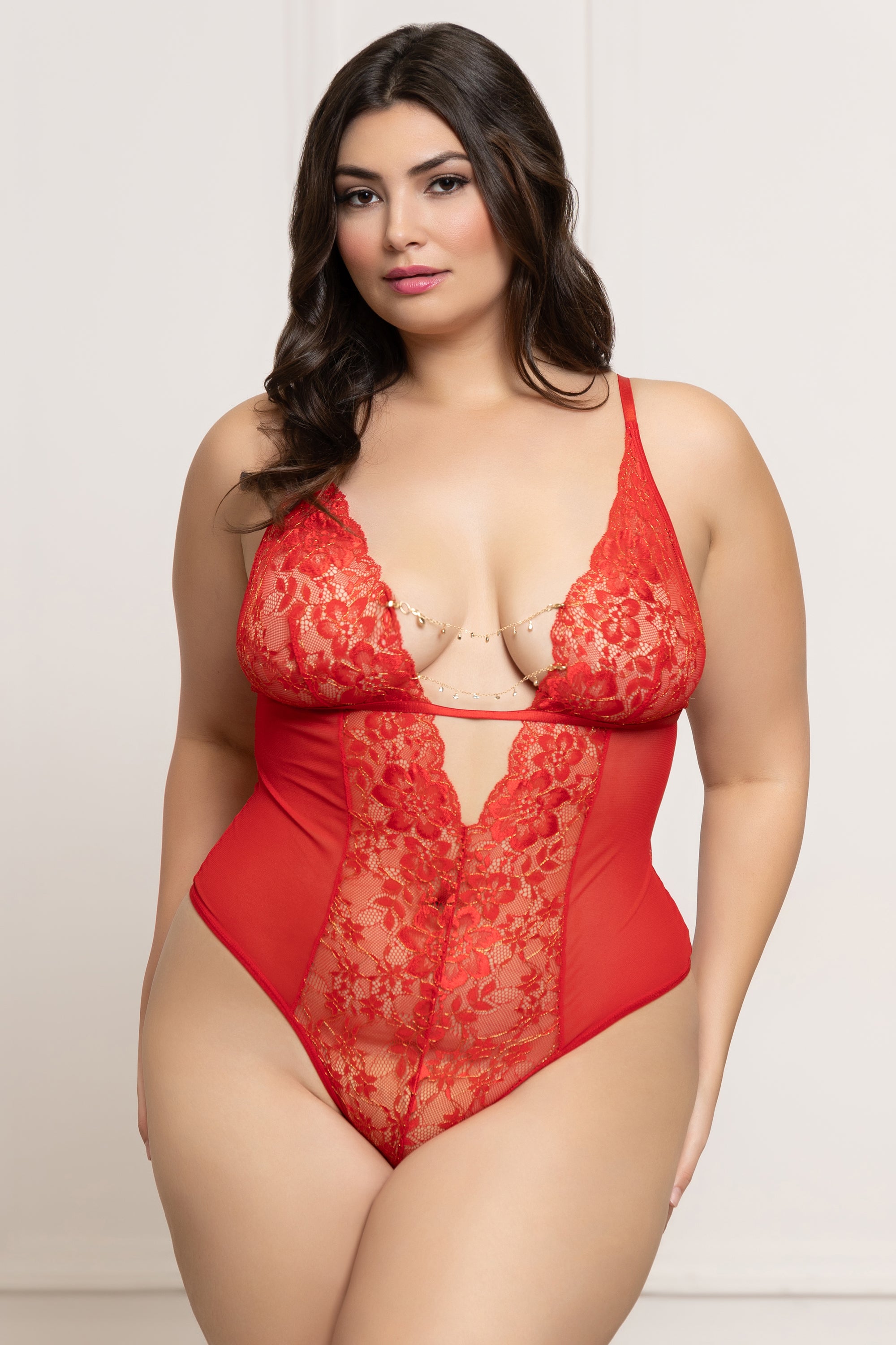 Lace Chained Teddy Lingerie Set - Sexy Lace Bodysuit with Garter Belt for Women | Perfect for Valentine's Day, Bridal Shower & Romantic Nights