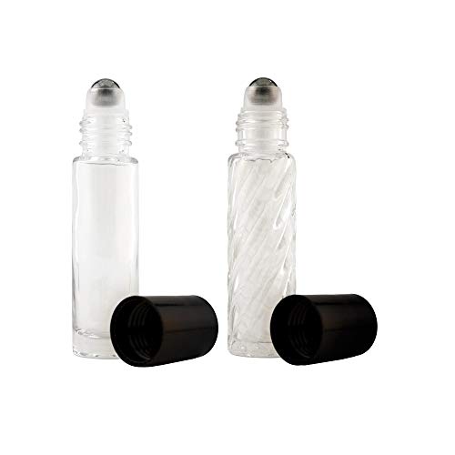 GreenHealth - 2 Pack Refillable Roll-On Glass Perfume Bottles (1/3oz/10ml) - Travel Size & Purse Friendly - Plain & Swirl Design for Essential Oils, Fragrances & DIY Perfumes - Perfect for On-the-Go, Gifts & Travel Essentials