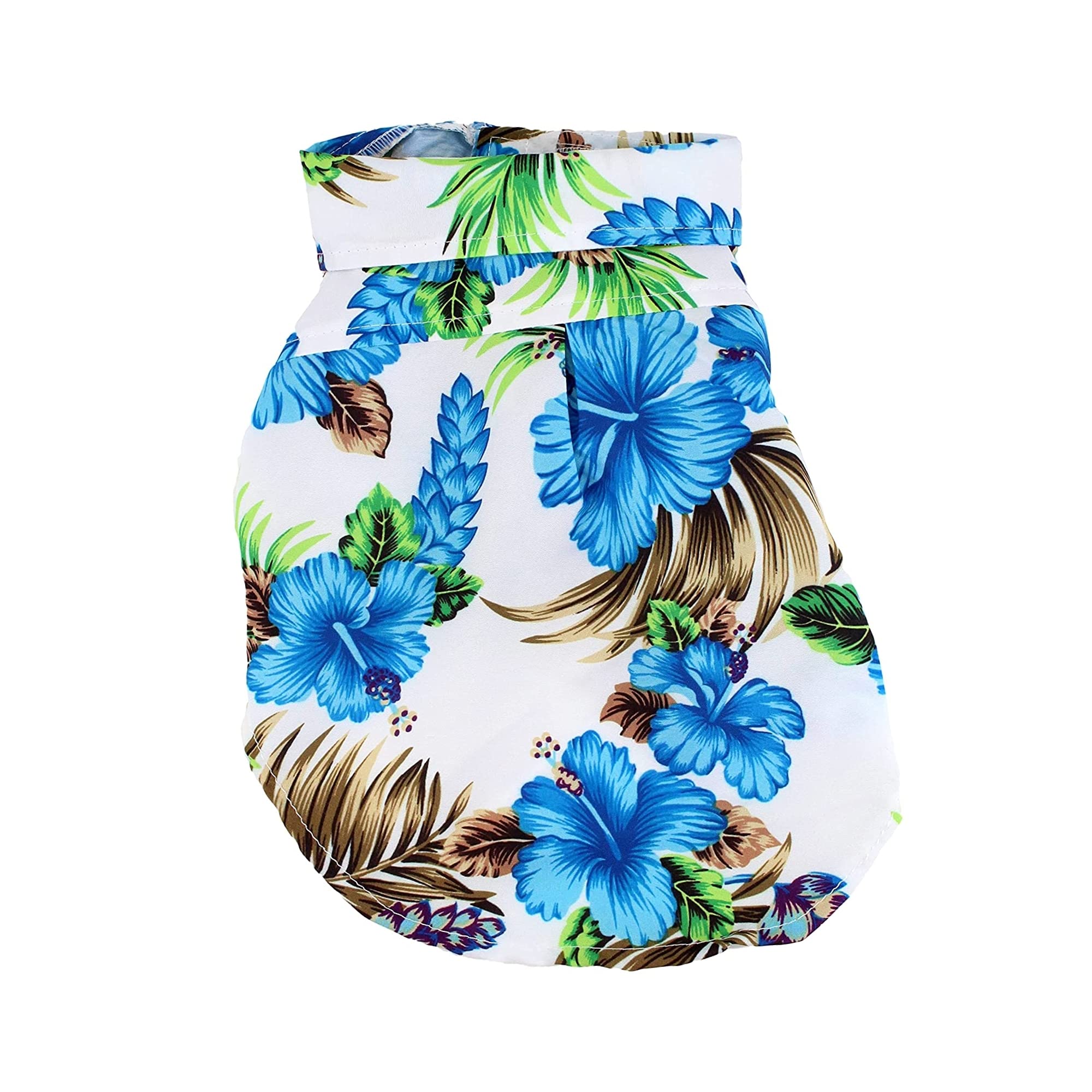 Midlee Blue Hibiscus Hawaiian Dog Shirt - Small Size, Breathable & Stylish Pet Apparel for Summer Beach, Vacation & Outdoor Adventures
